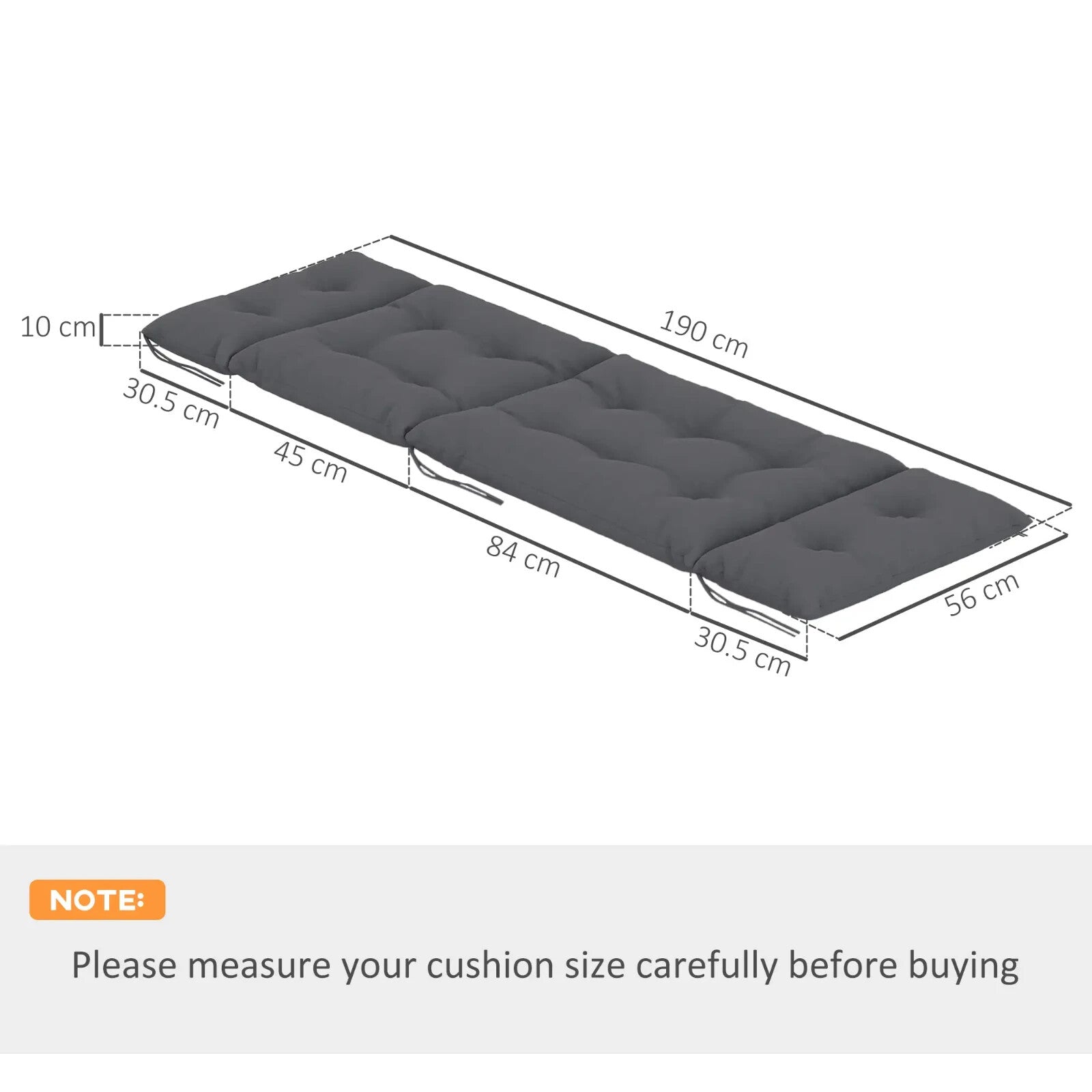 Sun Lounger Cushions Only 190x56x10cm Set of 2 Garden Lounge Chair Pads UPF20 - Home and Garden Furniture Shop - rustic - furniture