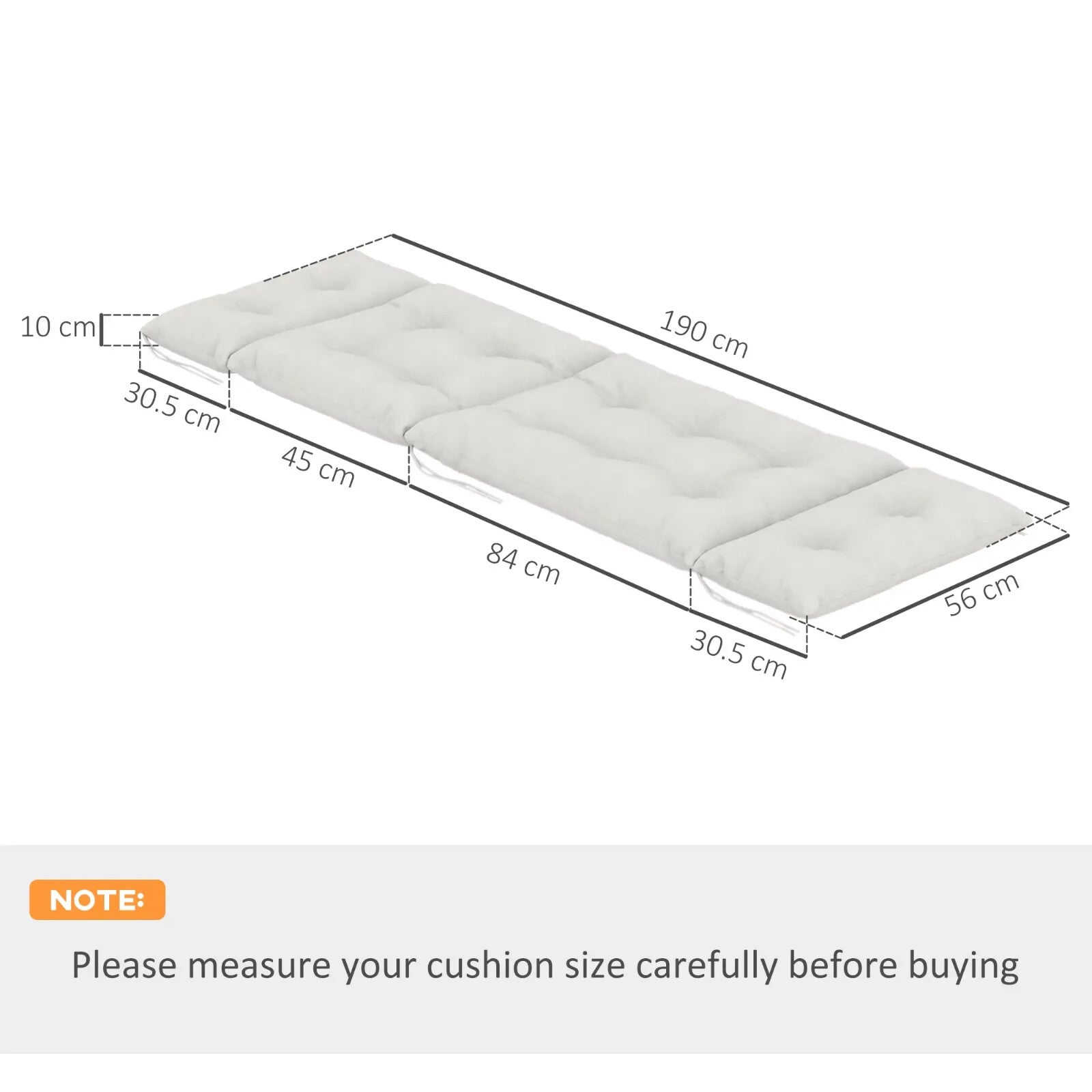 Sun Lounger Cushions Only 190x56x10cm Set of 2 Garden Lounge Chair Pads UPF20 - Home and Garden Furniture Shop - rustic - furniture