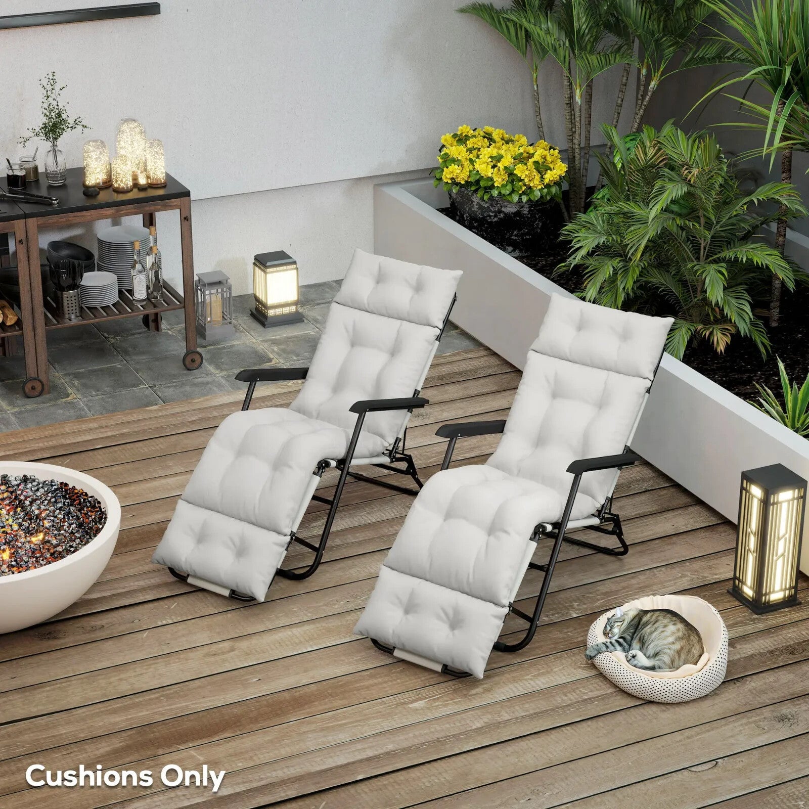 Sun Lounger Cushions Only 190x56x10cm Set of 2 Garden Lounge Chair Pads UPF20 - Home and Garden Furniture Shop - rustic - furniture