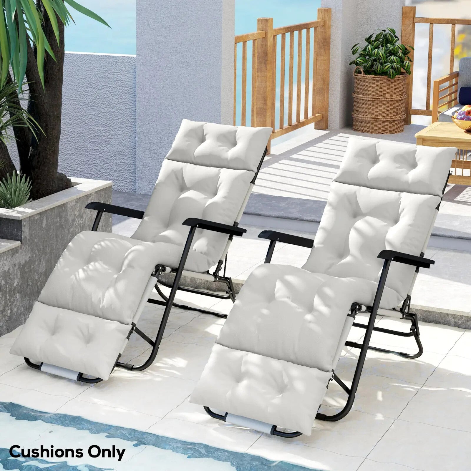 Sun Lounger Cushions Only 190x56x10cm Set of 2 Garden Lounge Chair Pads UPF20 - Home and Garden Furniture Shop - rustic - furniture