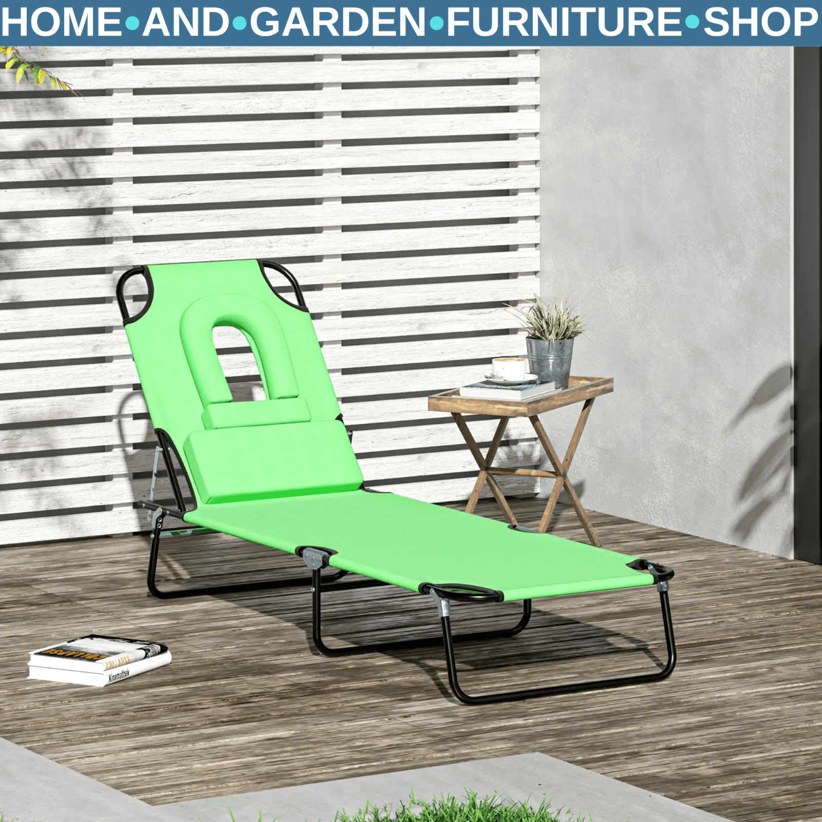 Sun Lounger Folding Recliner Chair Portable Reclining Garden Seat Day Bed Black - Home and Garden Furniture Shop - rustic - furniture