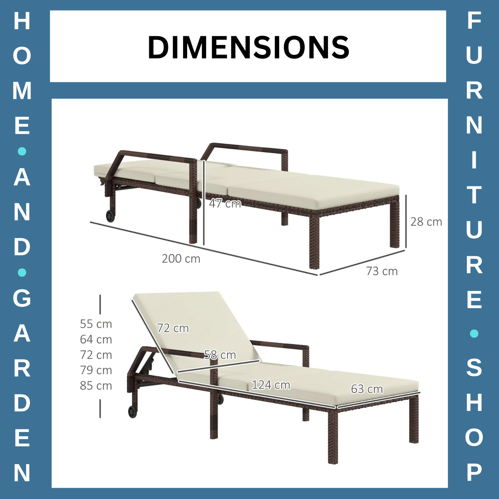 Sun Lounger Recliner Bed Folding Chairs for Camping Garden Beach 5 Position Back - Home and Garden Furniture Shop - rustic - furniture