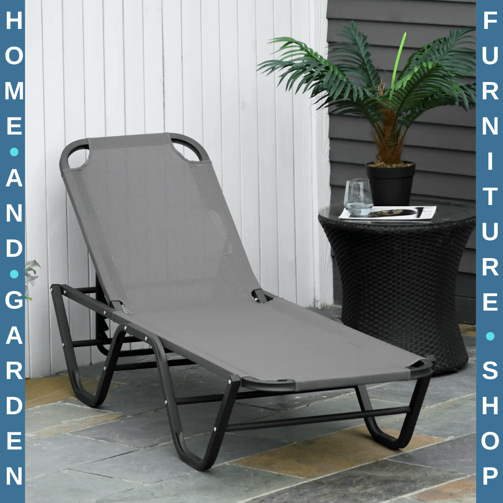 Sun Lounger Recliner Relaxer With 5 Position Adjustable Backrest For Garden Pool - Home and Garden Furniture Shop - rustic - furniture