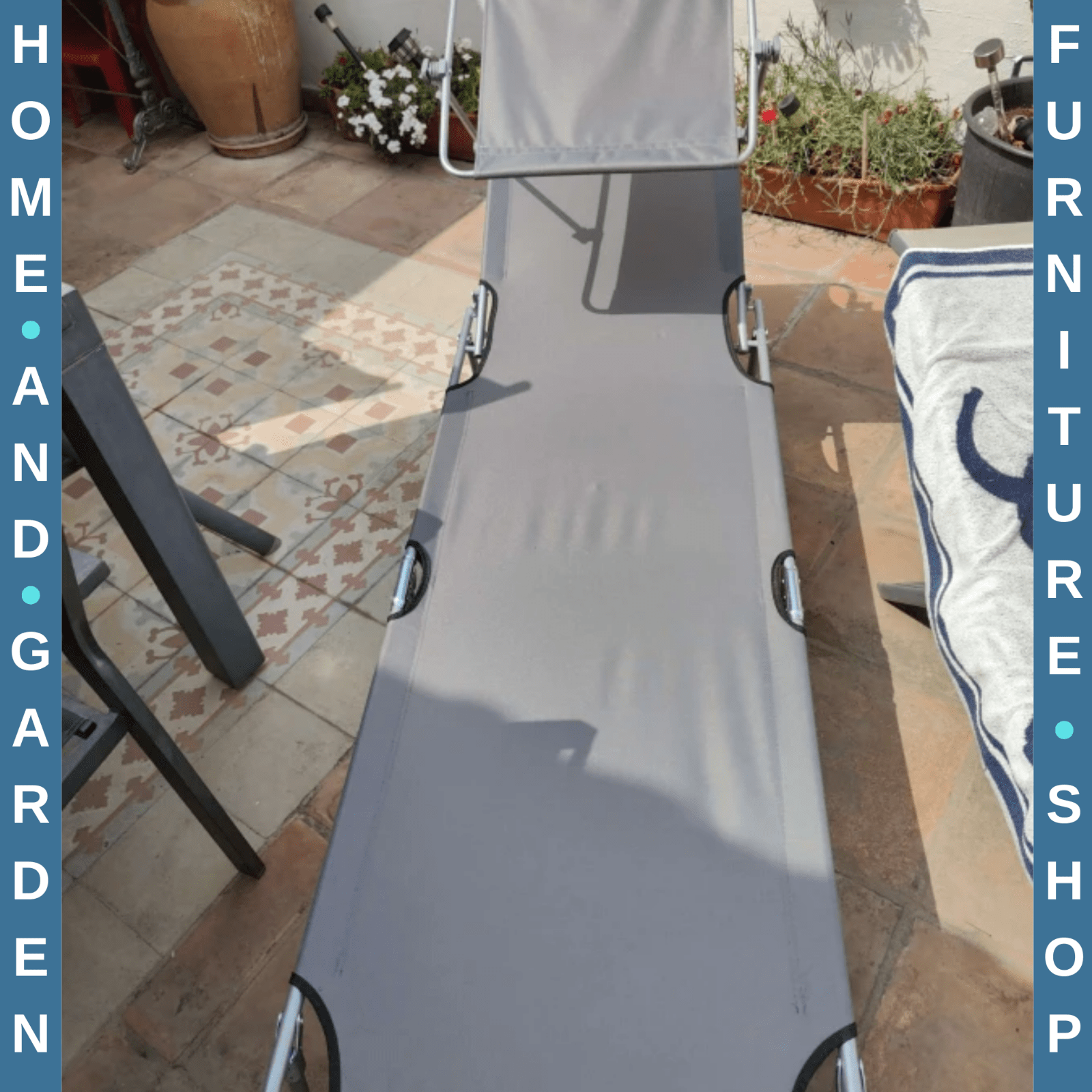 Sun Lounger Recliner Seat Folding Patio Chair Sun Shade Garden Outdoor Bed Grey - Home and Garden Furniture Shop - #rustic - furniture#