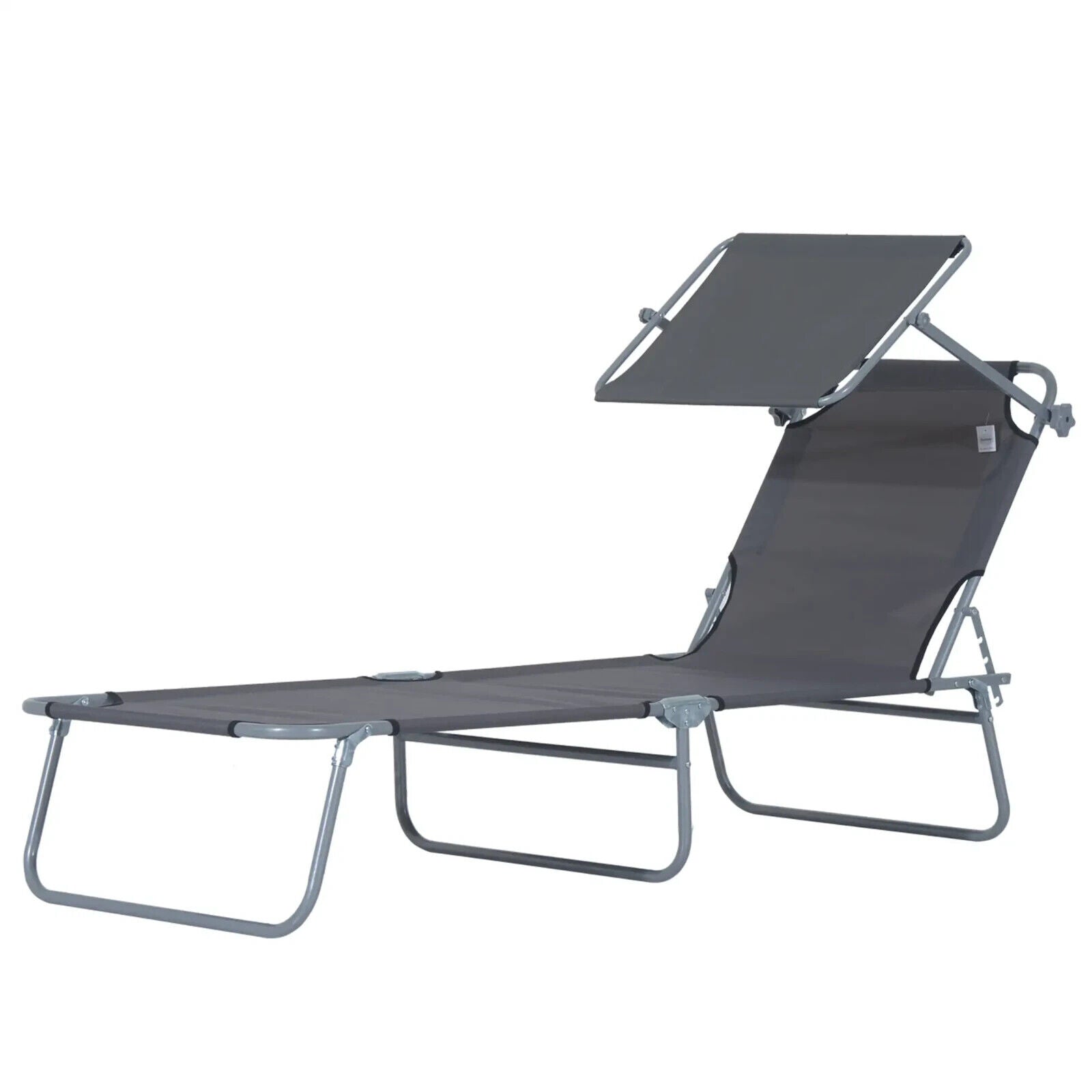 Sun Lounger Recliner Seat Folding Patio Chair Sun Shade Garden Outdoor Bed Grey - Home and Garden Furniture Shop - #rustic - furniture#