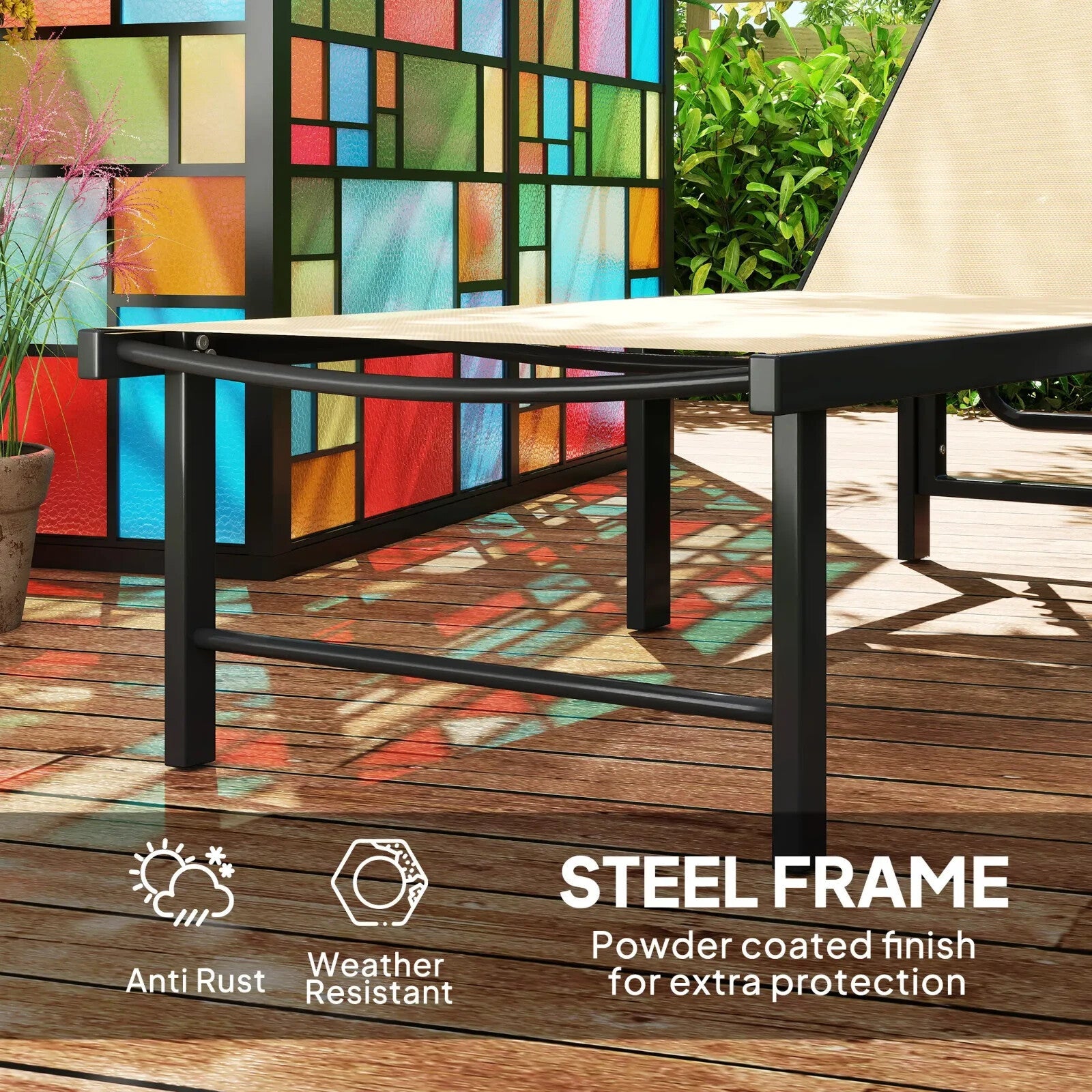 Sun Lounger Reclining Garden Chair with Pillow 5 Level Adjustable Outdoor Sunbed - Home and Garden Furniture Shop - rustic - furniture