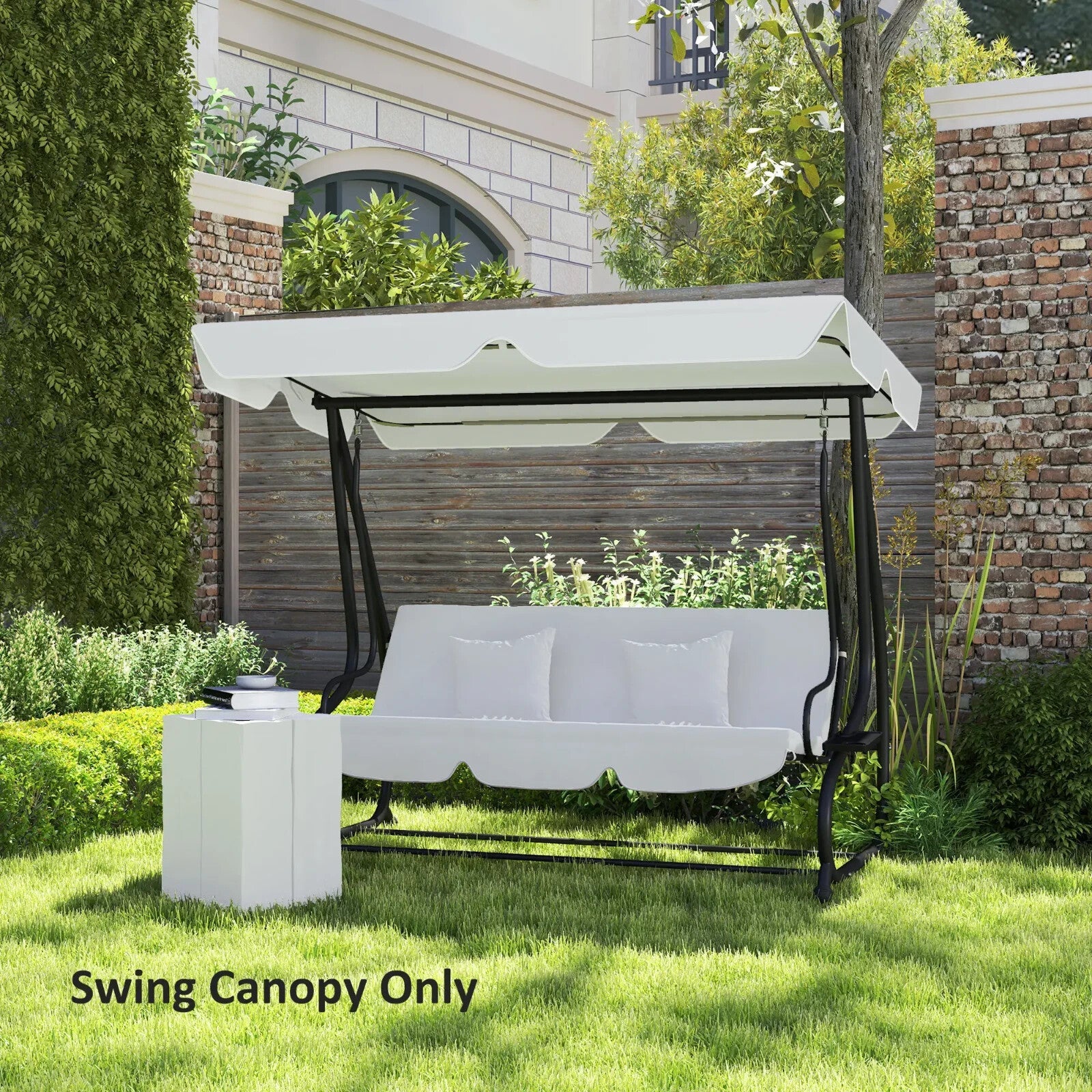 Swing Bench Canopy 3 - Seater Replacement Water - Resistant with Hooks Light Grey - Home and Garden Furniture Shop - rustic - furniture