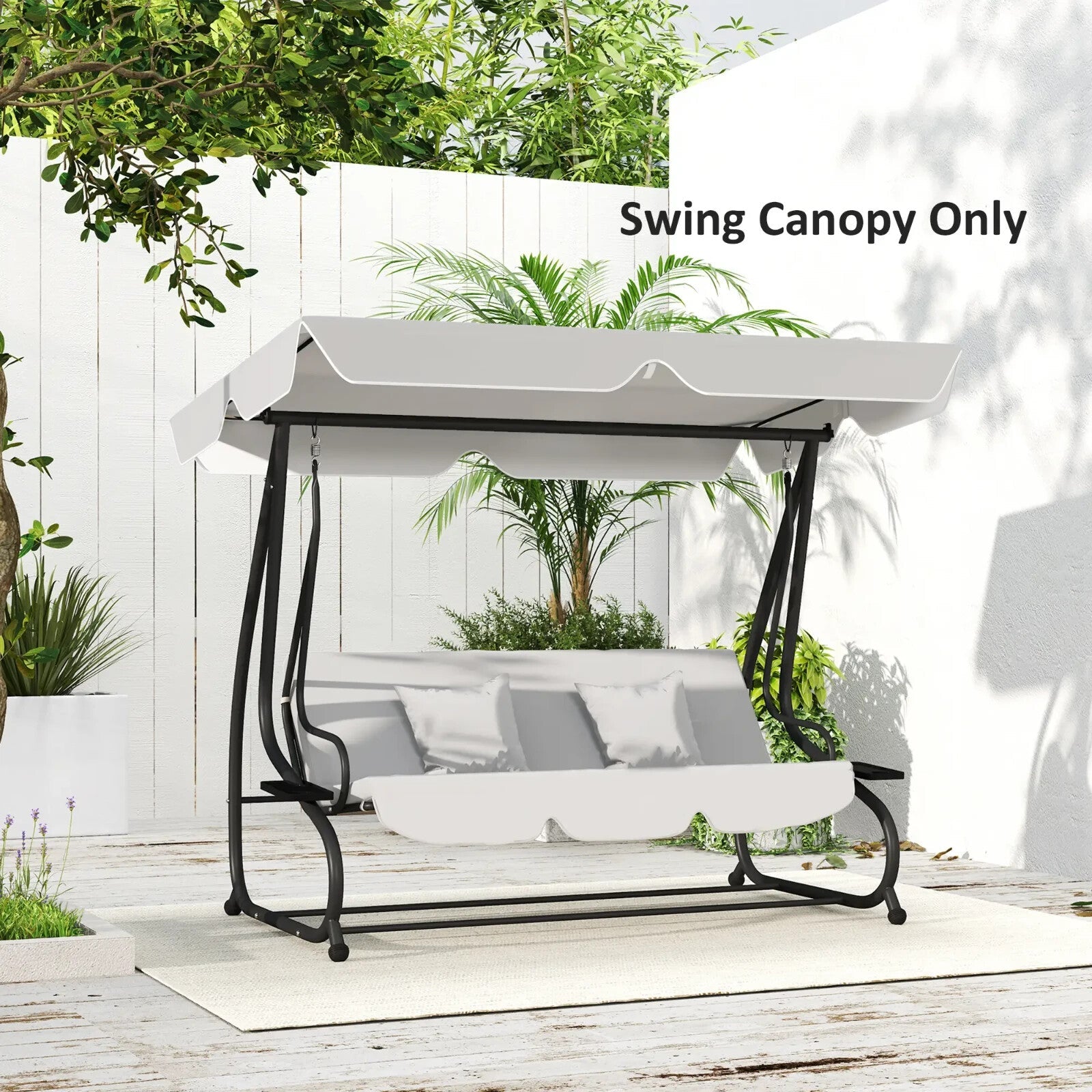 Swing Bench Canopy 3 - Seater Replacement Water - Resistant with Hooks Light Grey - Home and Garden Furniture Shop - rustic - furniture