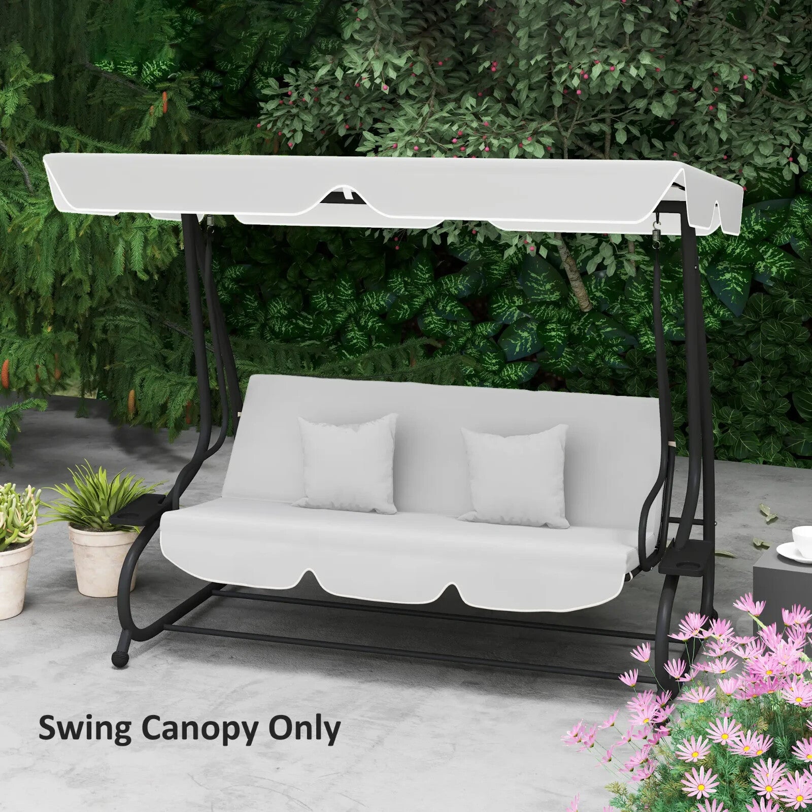 Swing Bench Canopy 3 - Seater Replacement Water - Resistant with Hooks Light Grey - Home and Garden Furniture Shop - rustic - furniture