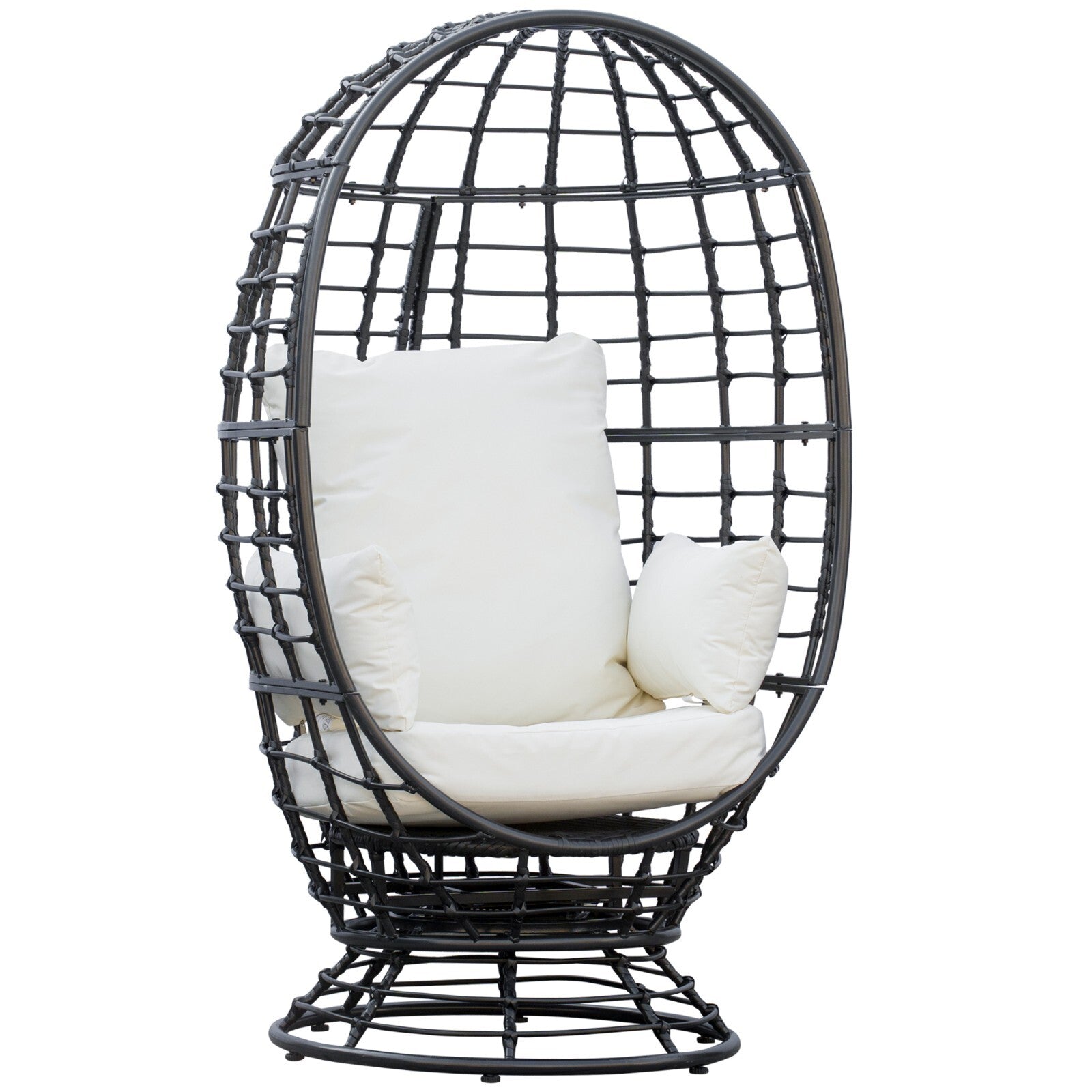 Swivel Rattan Egg Chair with Cushion and Pillow for Garden Patio or Balcony Use - Home and Garden Furniture Shop - rustic - furniture