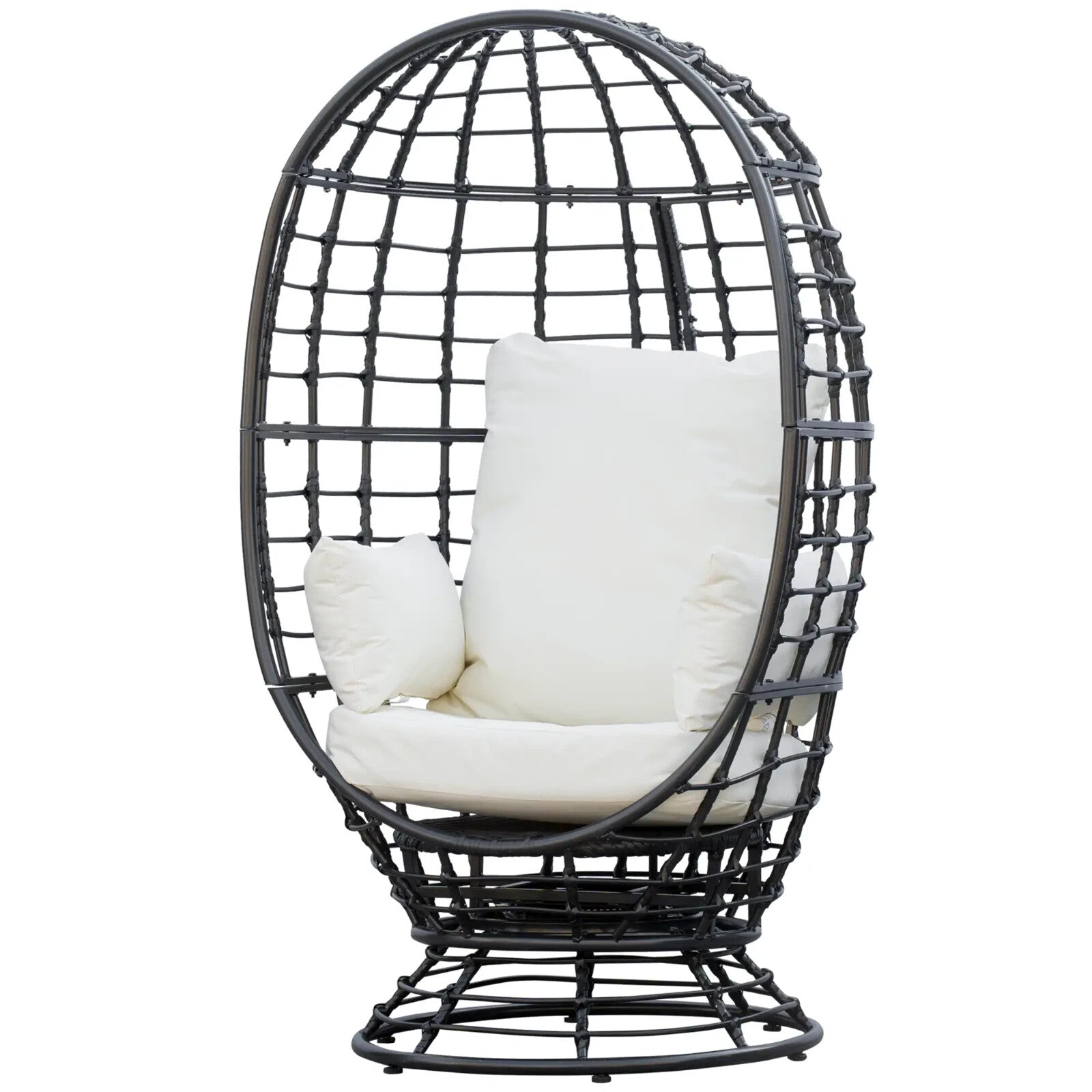 Swivel Rattan Egg Chair with Cushion and Pillow for Garden Patio or Balcony Use - Home and Garden Furniture Shop - rustic - furniture