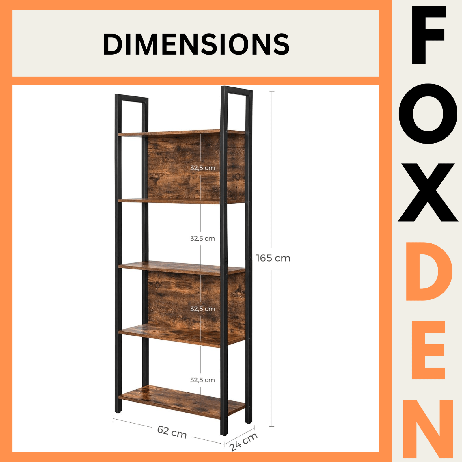 Tall 5 Tier Rustic Bookcase Slim Industrial Bookshelf Storage Unit Display Shelf - Home and Garden Furniture Shop - rustic - furniture