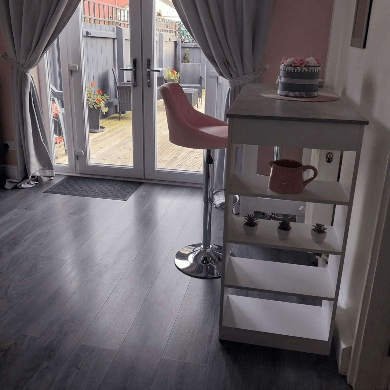 Tall Dining Bar Table 4 Shelves High Kitchen Island Counter Breakfast Table Grey - Home and Garden Furniture Shop - rustic - furniture