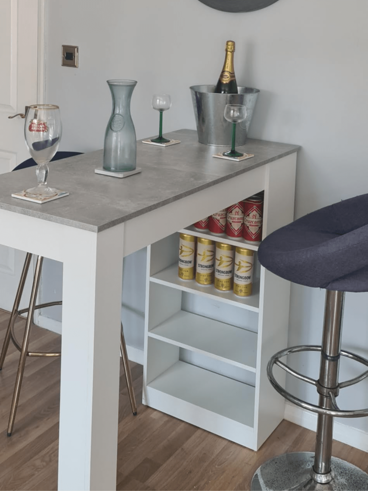 Tall Dining Bar Table 4 Shelves High Kitchen Island Counter Breakfast Table Grey - Home and Garden Furniture Shop - rustic - furniture