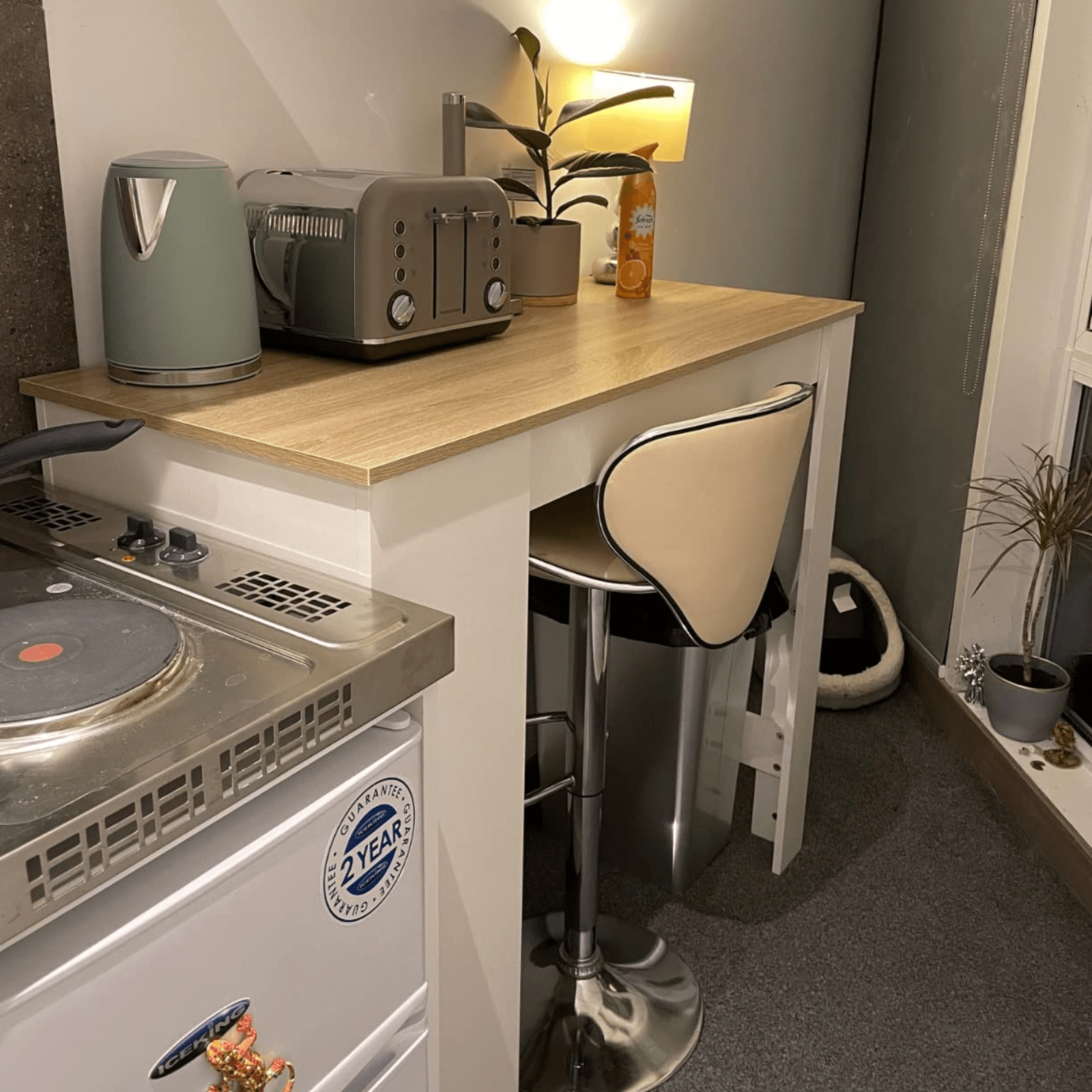 Tall Dining Bar Table 4 Shelves Oak Brown Kitchen Island Counter Breakfast Table - Home and Garden Furniture Shop - rustic - furniture