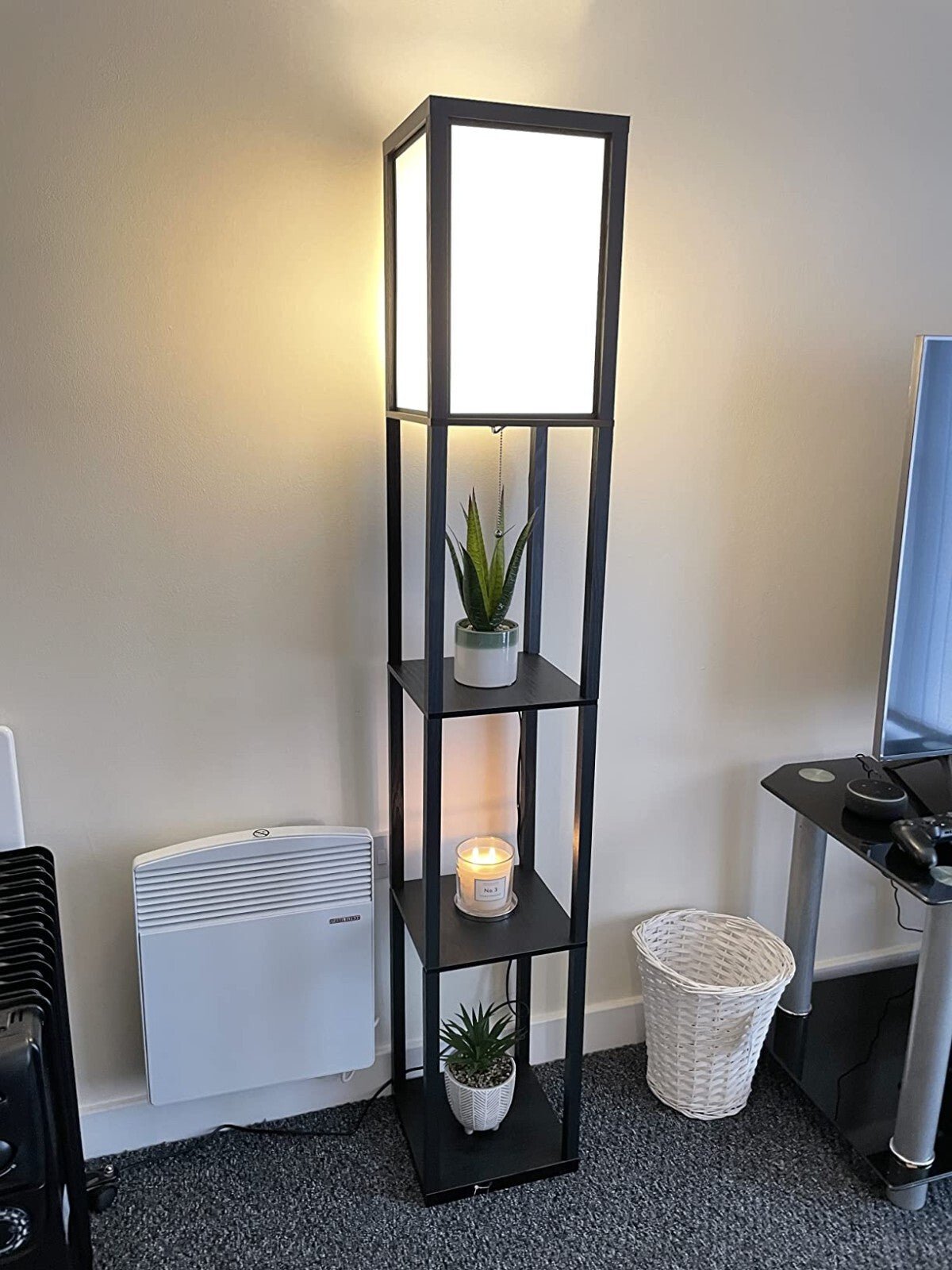 Tall Floor Lamp Rustic Reading Lamp 3 Tier Storage Shelf Home Office Living Room - Home and Garden Furniture Shop - rustic - furniture