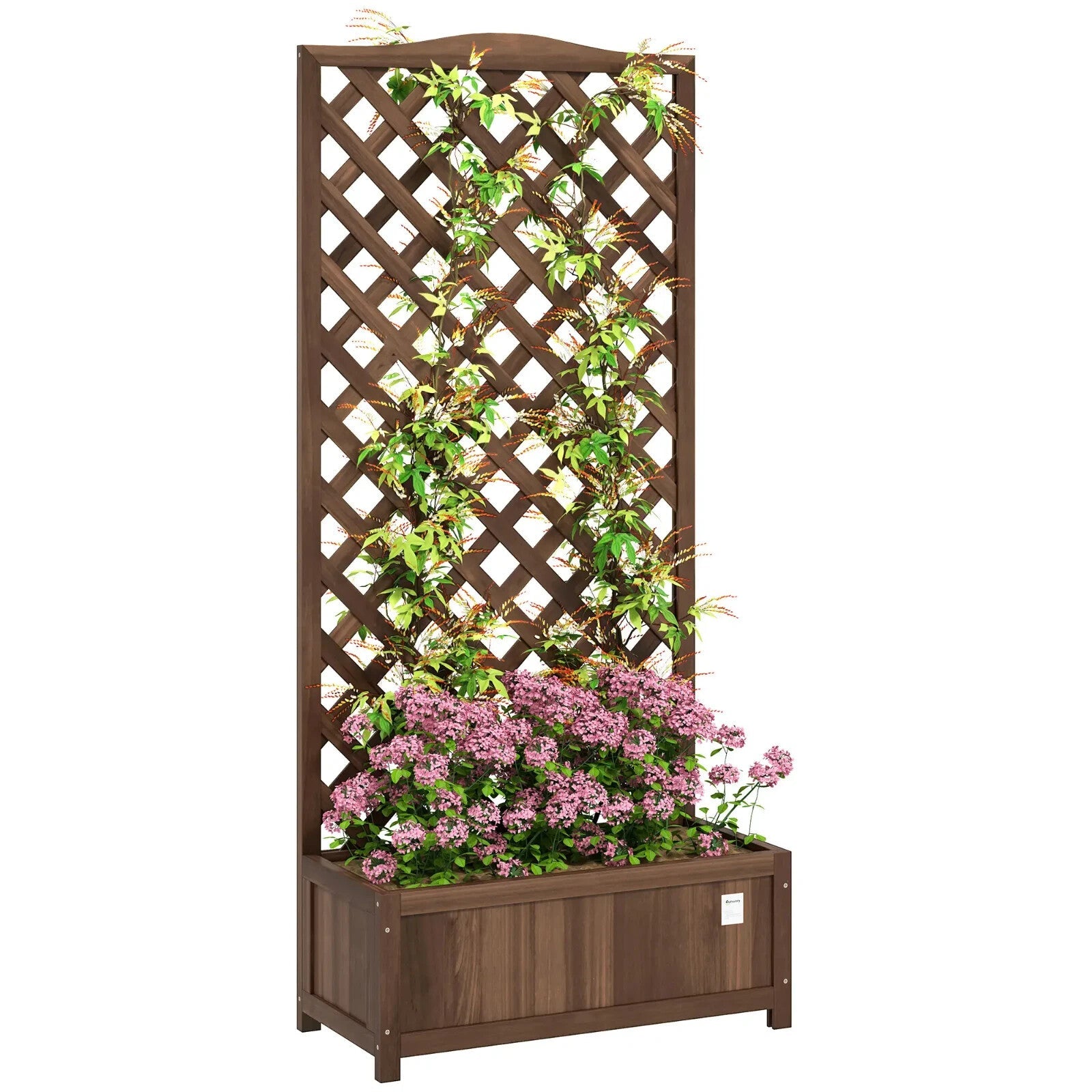 Tall Wooden Garden Planter with Trellis Climbing Frame Raised Bed Outdoor Plants - Home and Garden Furniture Shop - rustic - furniture