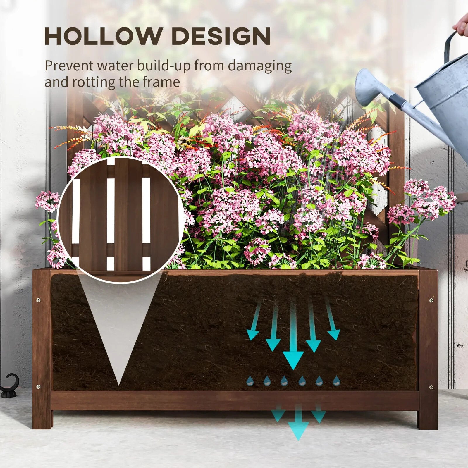 Tall Wooden Garden Planter with Trellis Climbing Frame Raised Bed Outdoor Plants - Home and Garden Furniture Shop - rustic - furniture