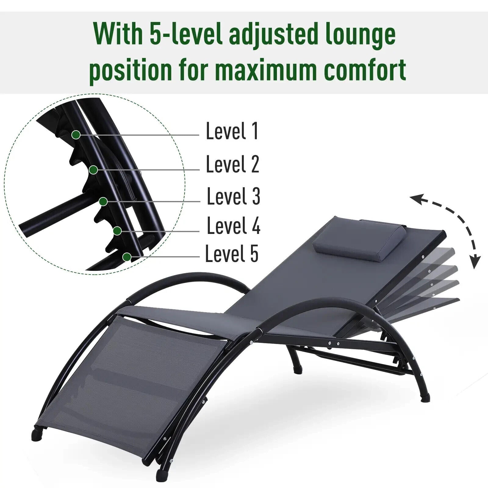 Texteline Adjustable Reclining Sun Lounger w/ Headrest for Garden Patio Poolside - Home and Garden Furniture Shop - #rustic - furniture#