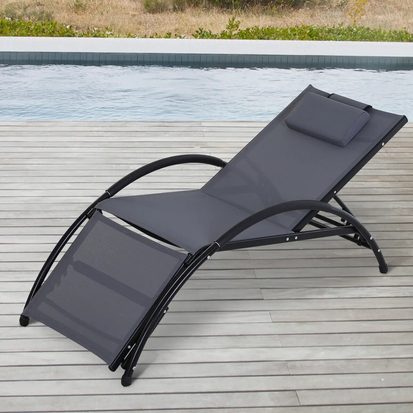 Texteline Adjustable Reclining Sun Lounger w/ Headrest for Garden Patio Poolside - Home and Garden Furniture Shop - #rustic - furniture#