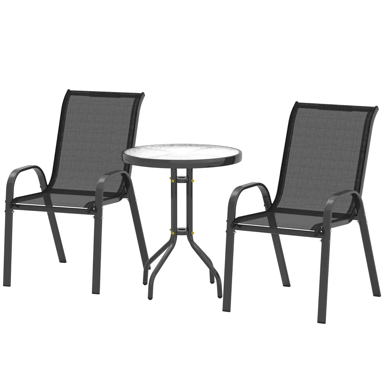 Three - Piece Garden Bistro Set with Stackable Chairs - Outdoor Patio Furniture - Home and Garden Furniture Shop - rustic - furniture