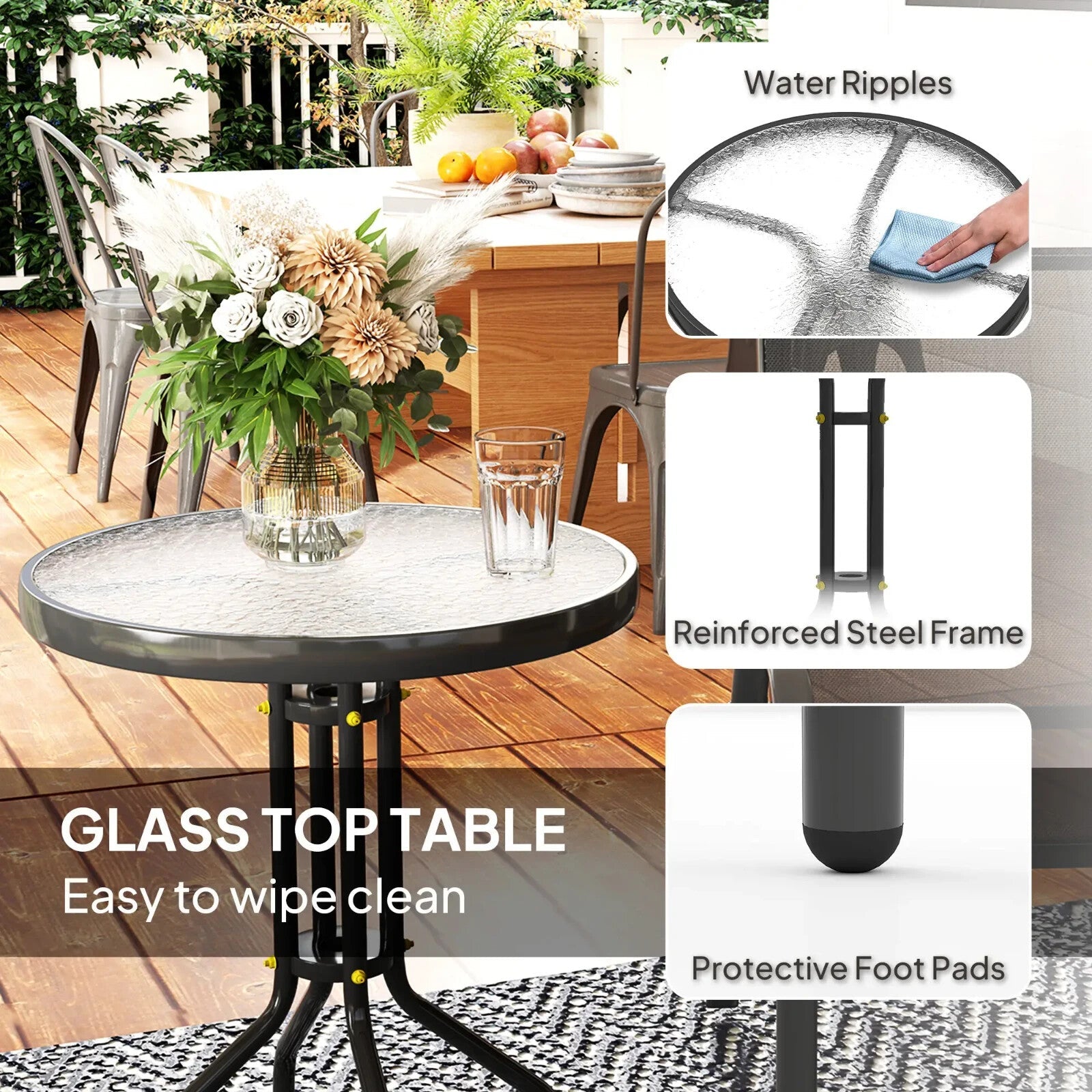 Three - Piece Garden Bistro Set with Stackable Chairs - Outdoor Patio Furniture - Home and Garden Furniture Shop - rustic - furniture