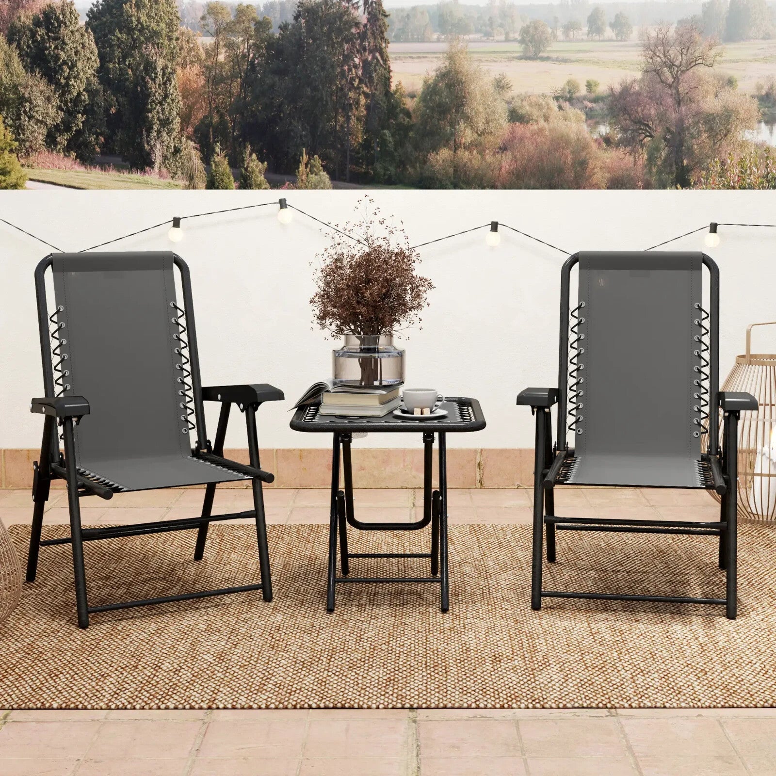 Three Piece Garden Furniture Set with Table and Chairs Outdoor Patio Bistro Set - Home and Garden Furniture Shop - rustic - furniture