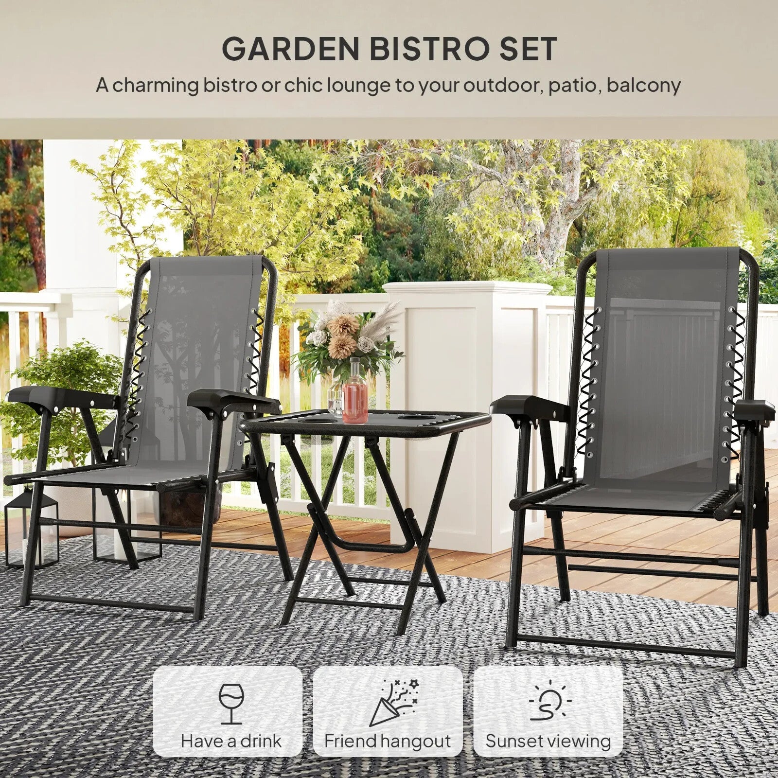 Three Piece Garden Furniture Set with Table and Chairs Outdoor Patio Bistro Set - Home and Garden Furniture Shop - rustic - furniture