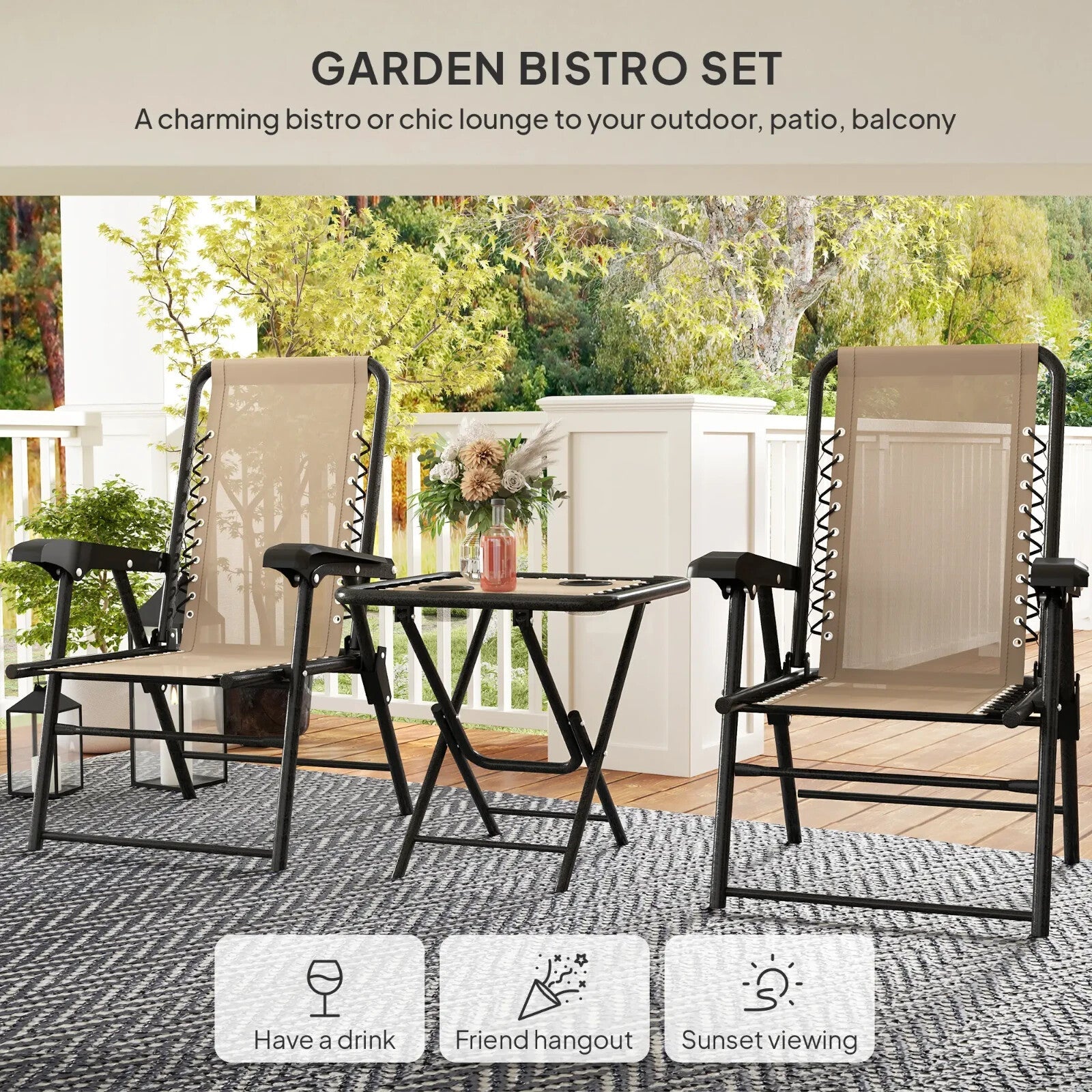 Three Piece Garden Table and Chair Set Outdoor Furniture Patio Bistro Set - Home and Garden Furniture Shop - rustic - furniture