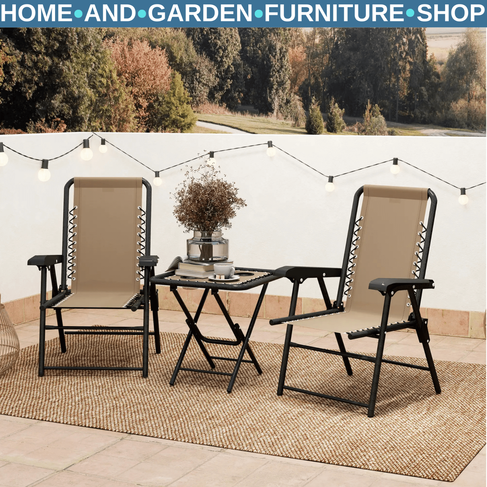 Three Piece Garden Table and Chair Set Outdoor Furniture Patio Bistro Set - Home and Garden Furniture Shop - rustic - furniture
