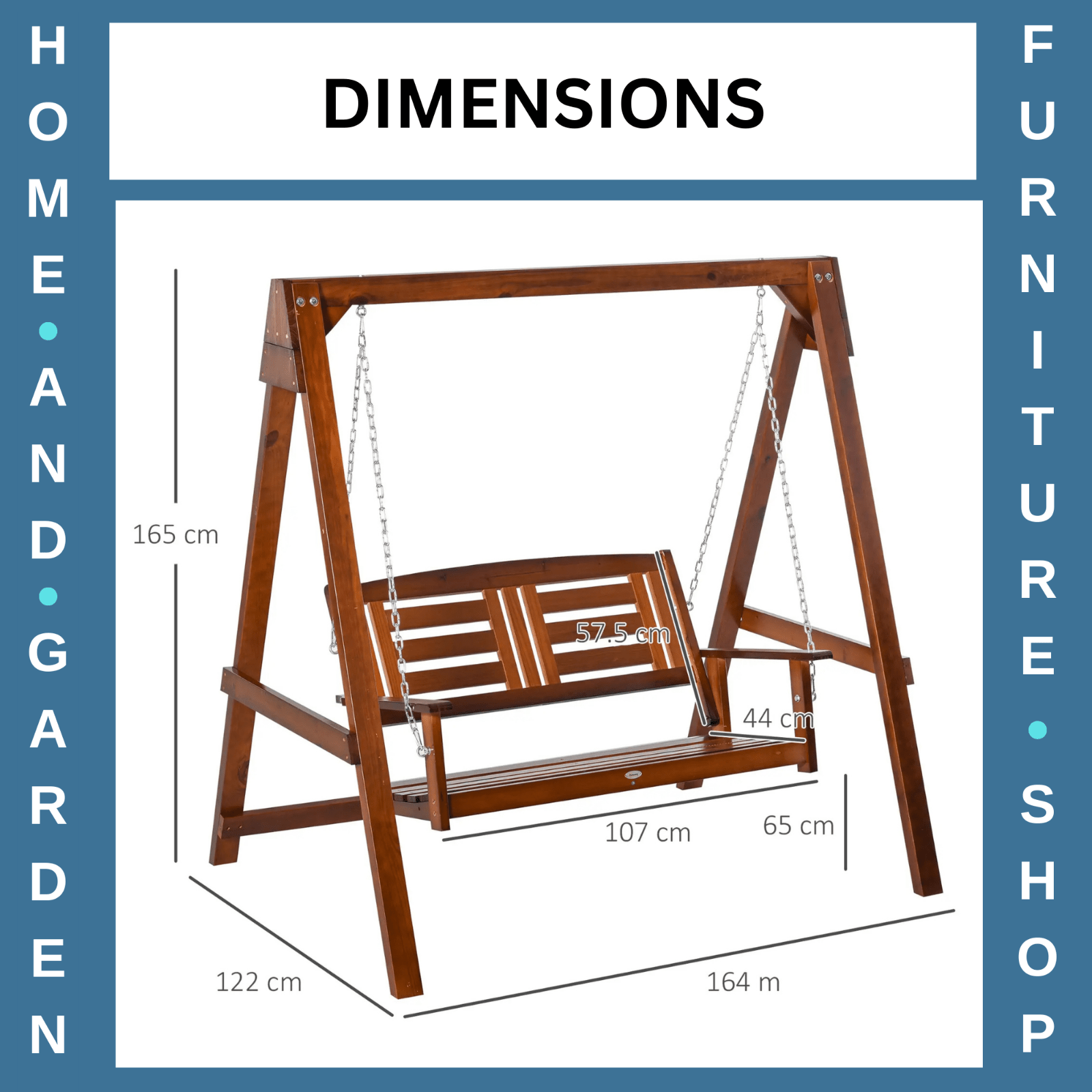 Two Seater Wooden Garden Swing Chair with Armrests Patio Hammock Bench for Yard - Home and Garden Furniture Shop - rustic - furniture