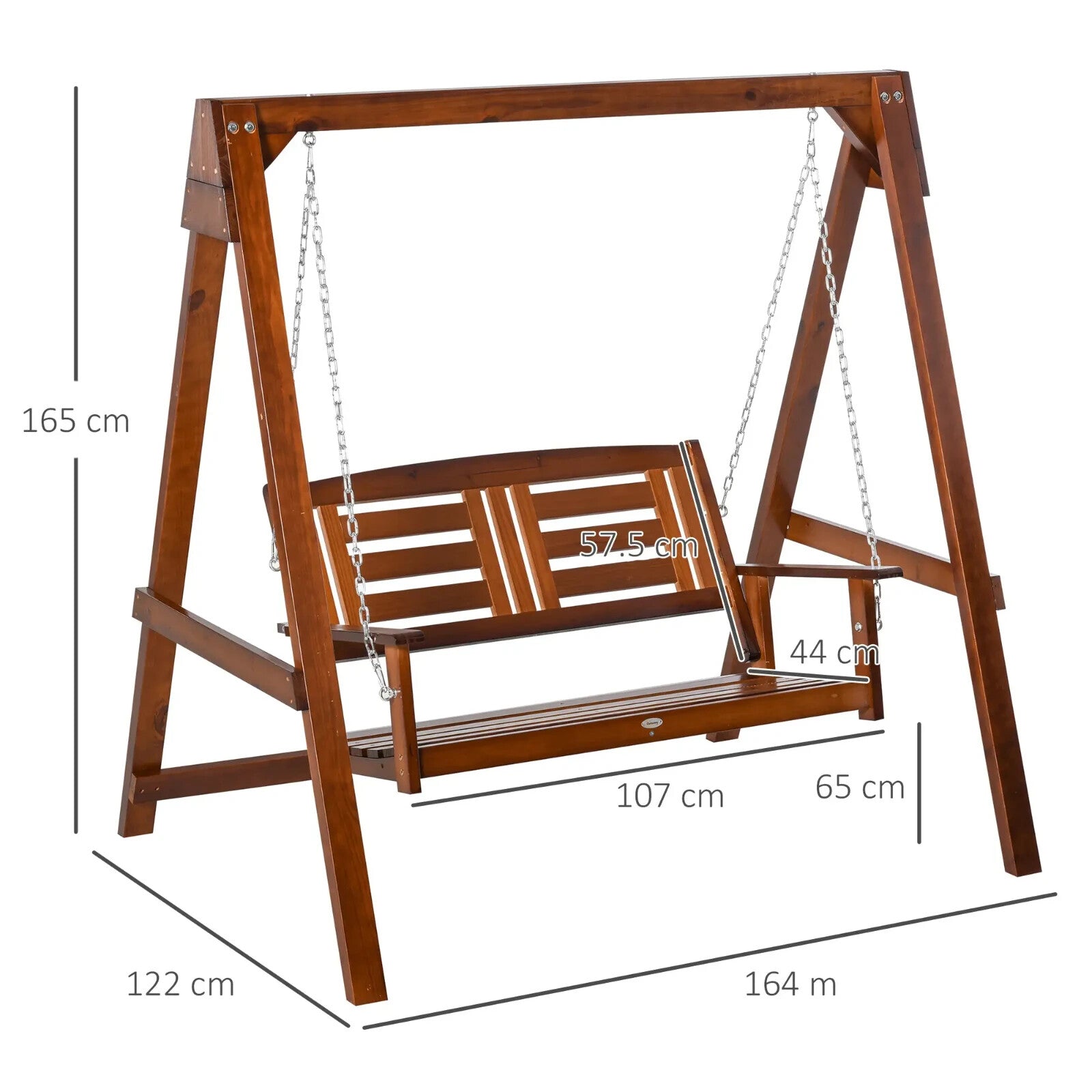 Two Seater Wooden Garden Swing Chair with Armrests Patio Hammock Bench for Yard - Home and Garden Furniture Shop - rustic - furniture