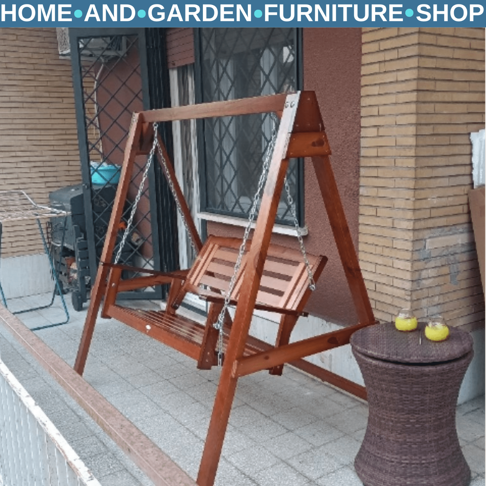 Two Seater Wooden Garden Swing Chair with Armrests Patio Hammock Bench for Yard - Home and Garden Furniture Shop - rustic - furniture