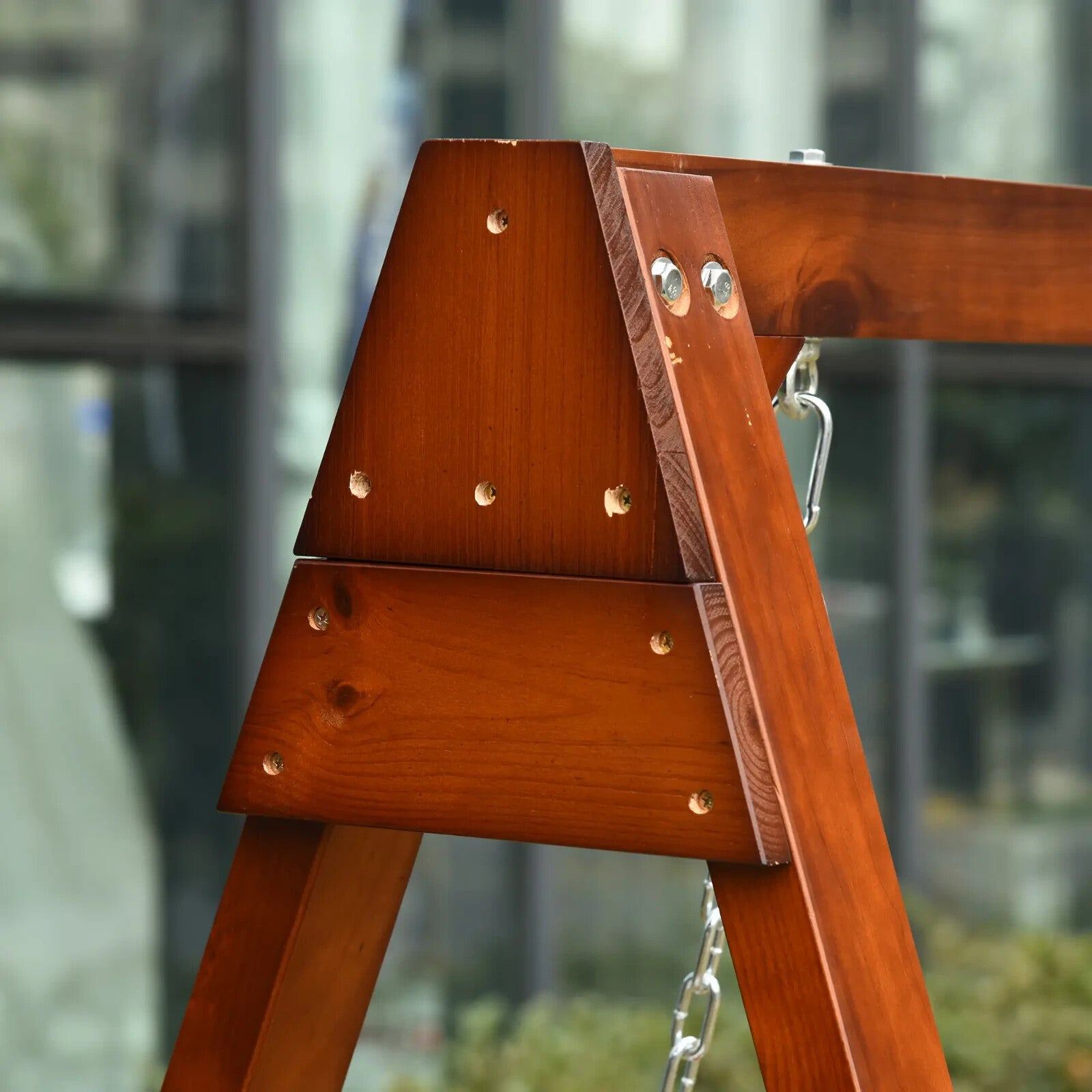 Two Seater Wooden Garden Swing Chair with Armrests Patio Hammock Bench for Yard - Home and Garden Furniture Shop - rustic - furniture