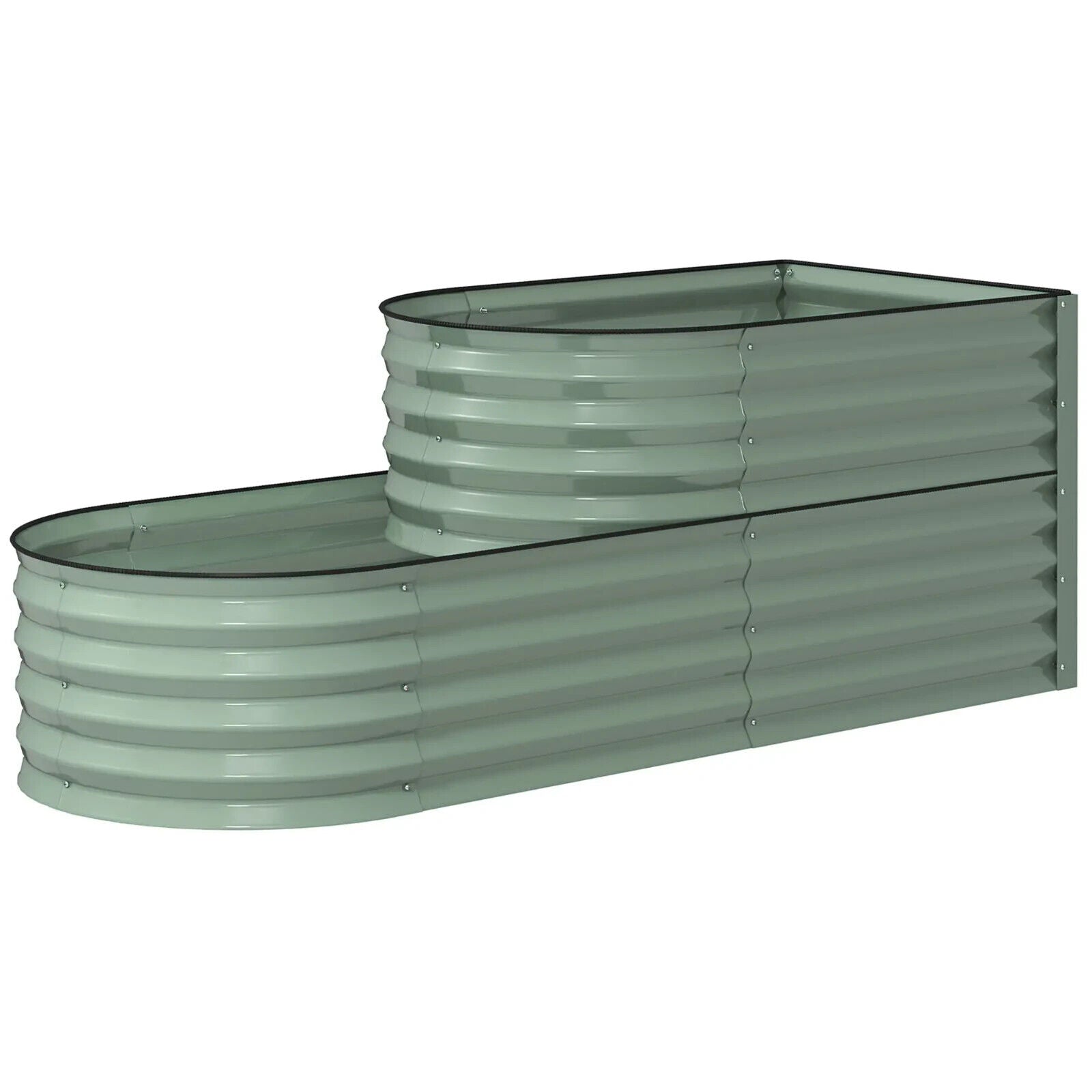 Two Tier Galvanised Steel Garden Planter Raised Bed Metal Vegetable Flower Box - Home and Garden Furniture Shop - #rustic - furniture#