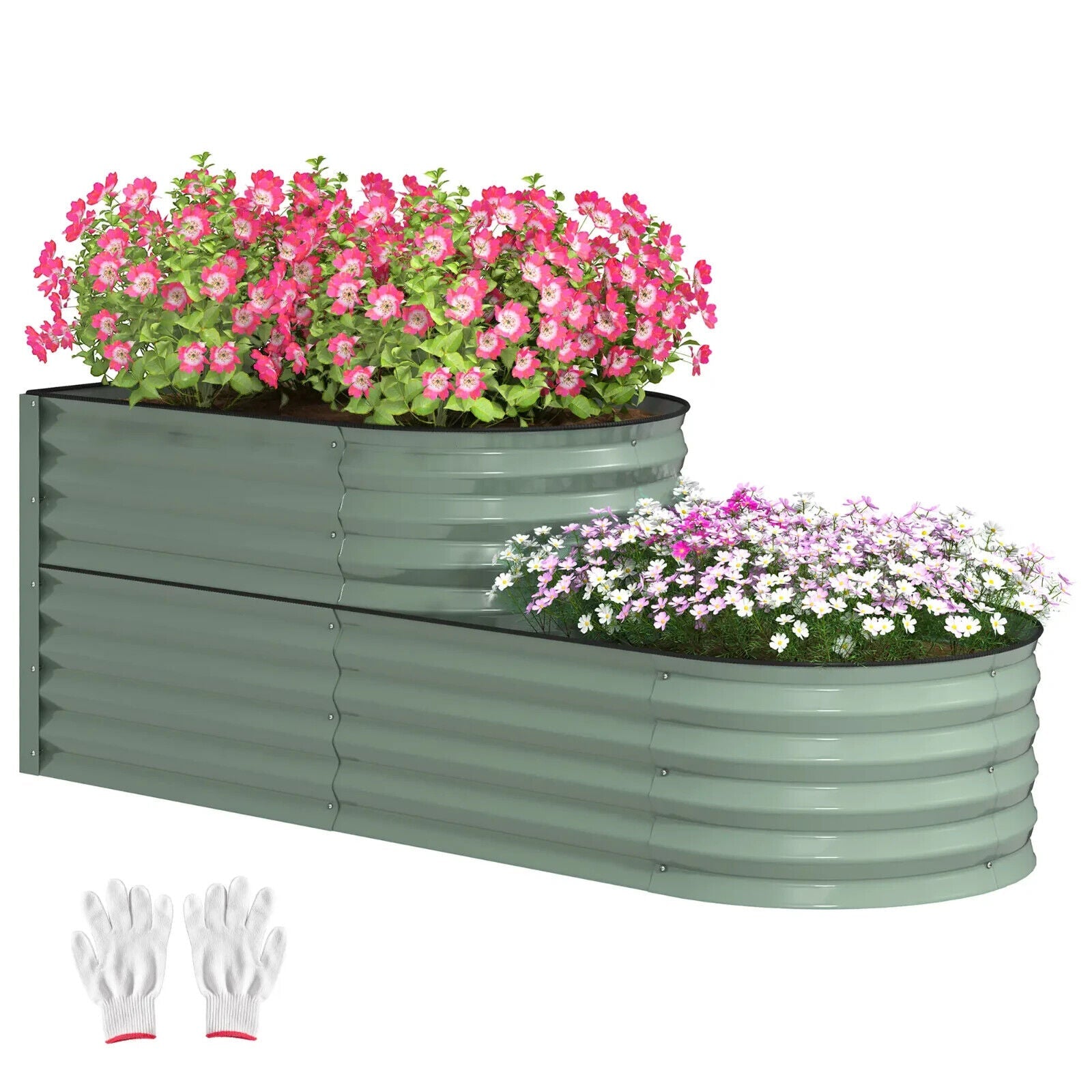 Two Tier Galvanised Steel Garden Planter Raised Bed Metal Vegetable Flower Box - Home and Garden Furniture Shop - #rustic - furniture#