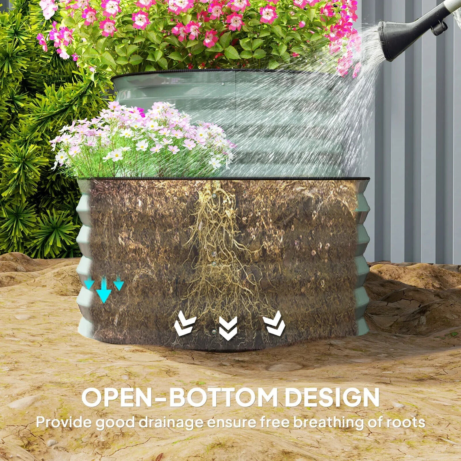 Two Tier Galvanised Steel Garden Planter Raised Bed Metal Vegetable Flower Box - Home and Garden Furniture Shop - #rustic - furniture#