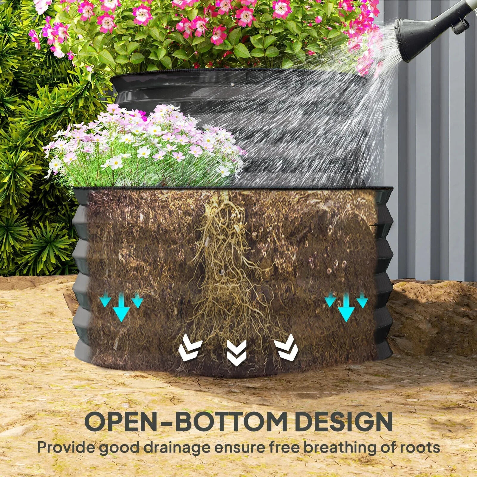 Two Tier Galvanised Steel Garden Planter Raised Bed Metal Vegetable Planter - Home and Garden Furniture Shop - #rustic - furniture#