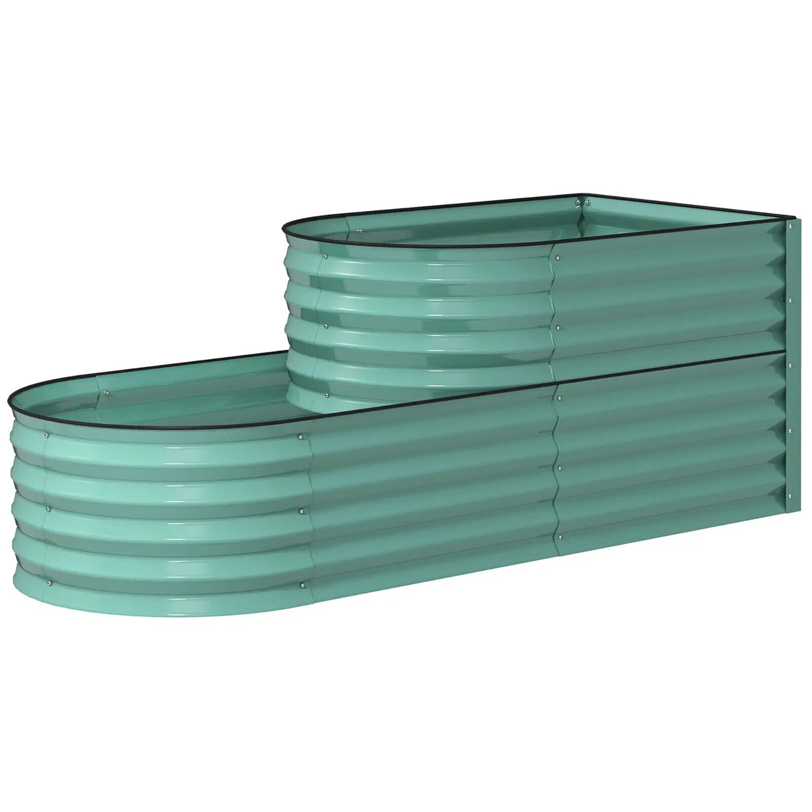 Two Tier Galvanised Steel Garden Planter Raised Bed Outdoor Flower Vegetable - Home and Garden Furniture Shop - #rustic - furniture#