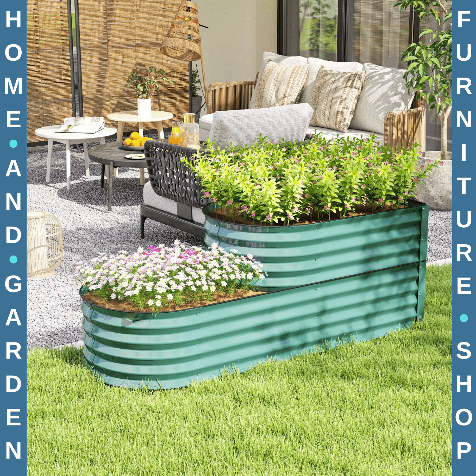 Two Tier Galvanised Steel Garden Planter Raised Bed Outdoor Flower Vegetable - Home and Garden Furniture Shop - #rustic - furniture#