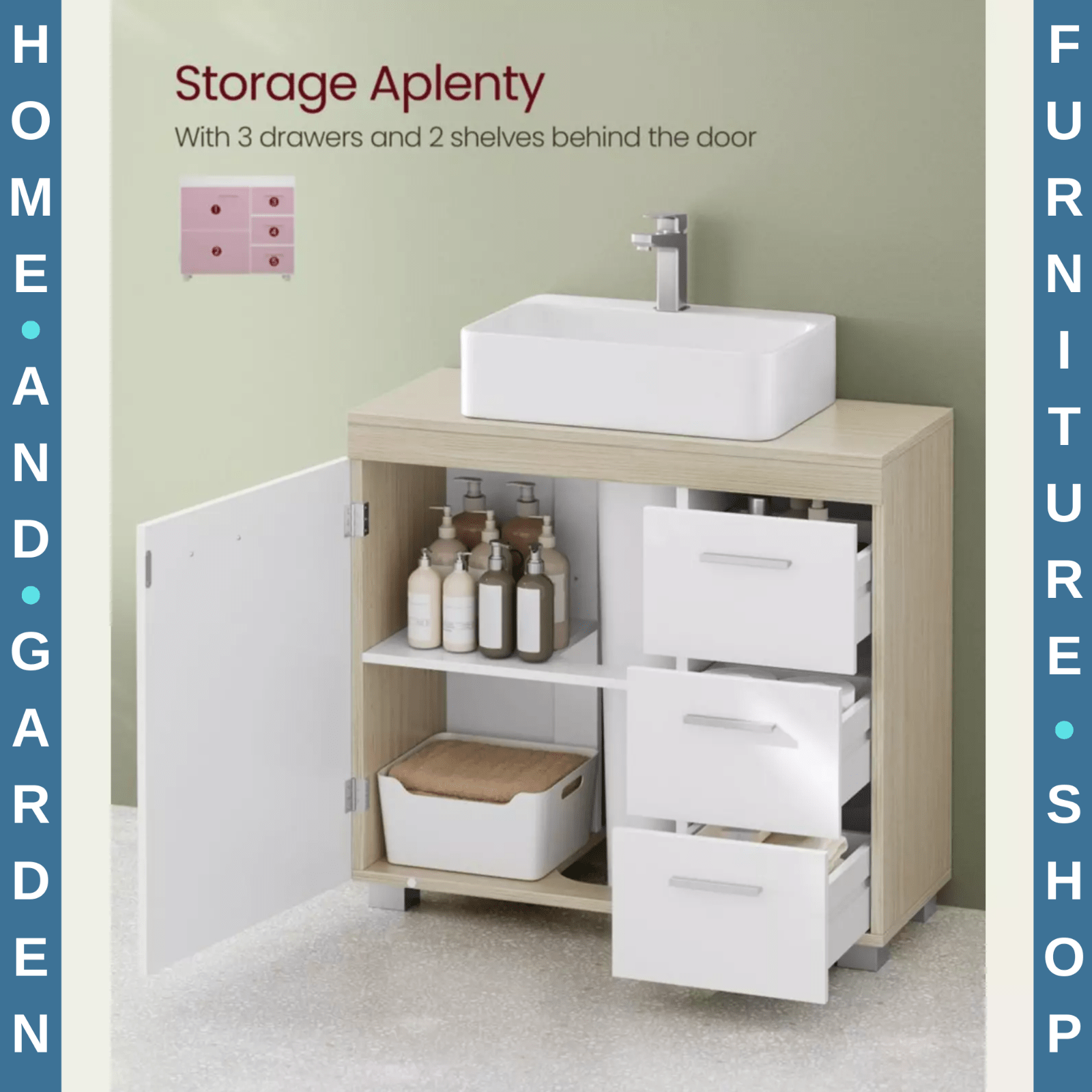 Under Sink Bathroom Vanity Unit Wash Basin Base Cabinet Drawers Cupboard Storage - Home and Garden Furniture Shop - rustic - furniture