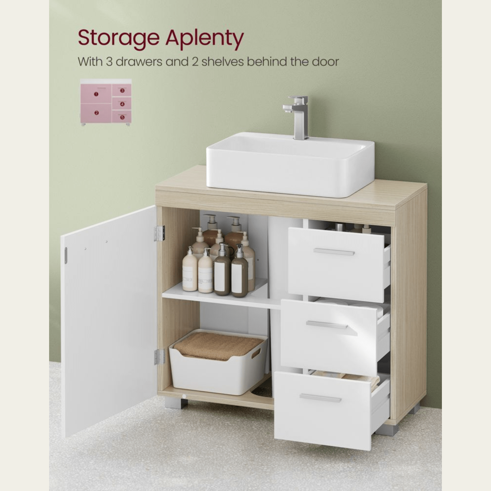 Under Sink Bathroom Vanity Unit Wash Basin Base Cabinet Drawers Cupboard Storage - Home and Garden Furniture Shop - rustic - furniture