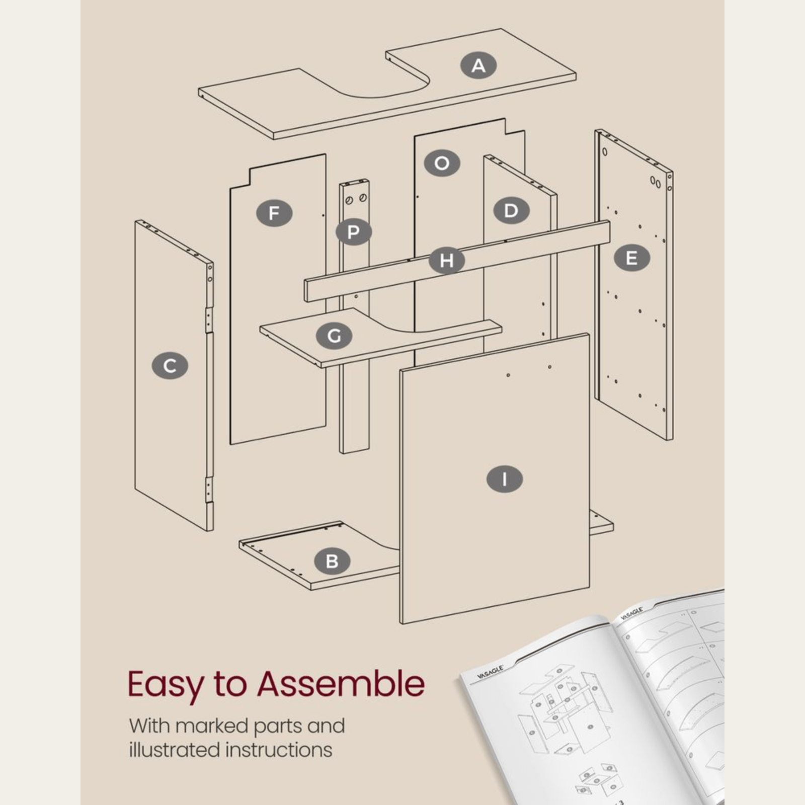 Under Sink Bathroom Vanity Unit Wash Basin Base Cabinet Drawers Cupboard Storage - Home and Garden Furniture Shop - rustic - furniture