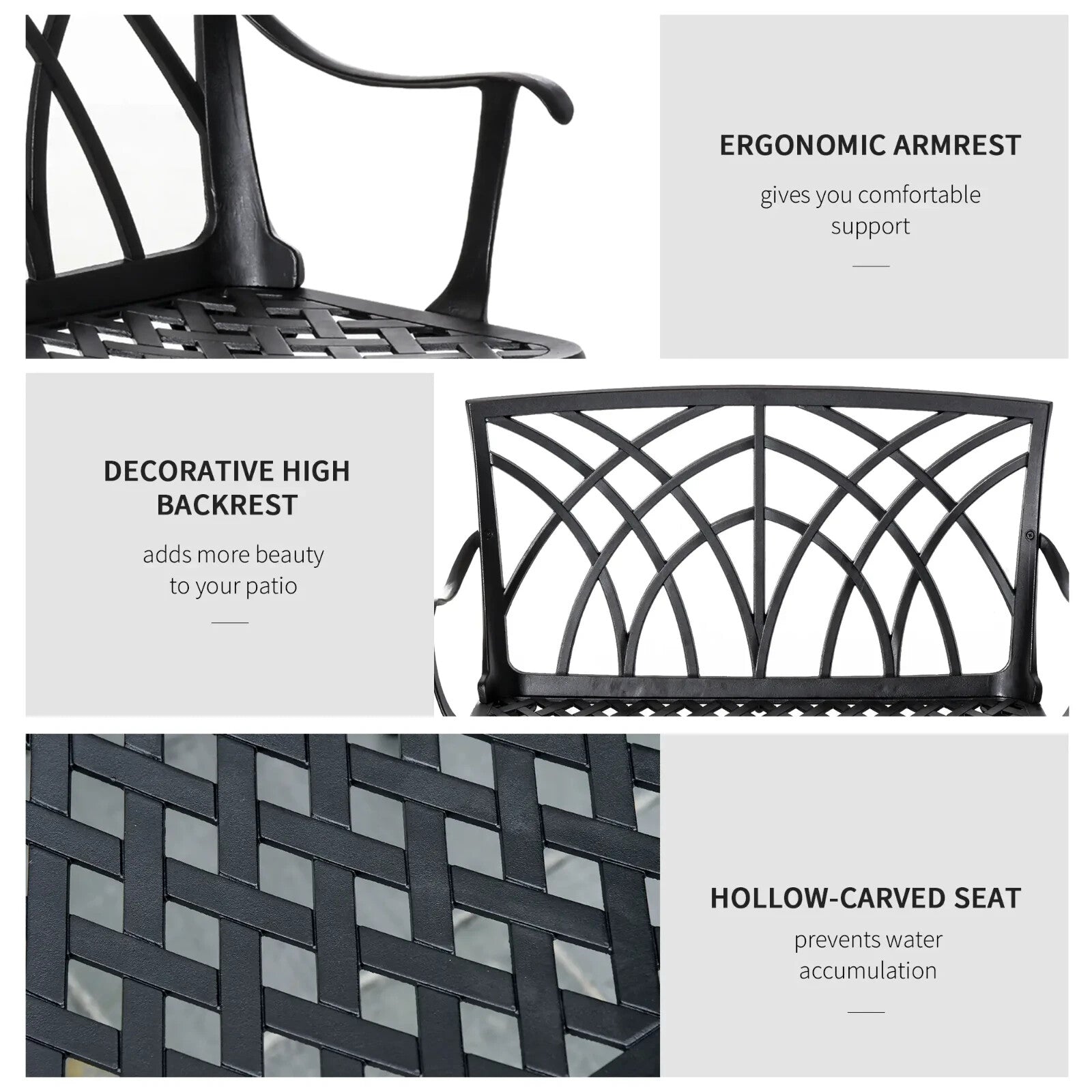 Vintage 2 Seater Cast Aluminium Garden Bench Patio Loveseat Ergonomic Armrest - Home and Garden Furniture Shop - rustic - furniture