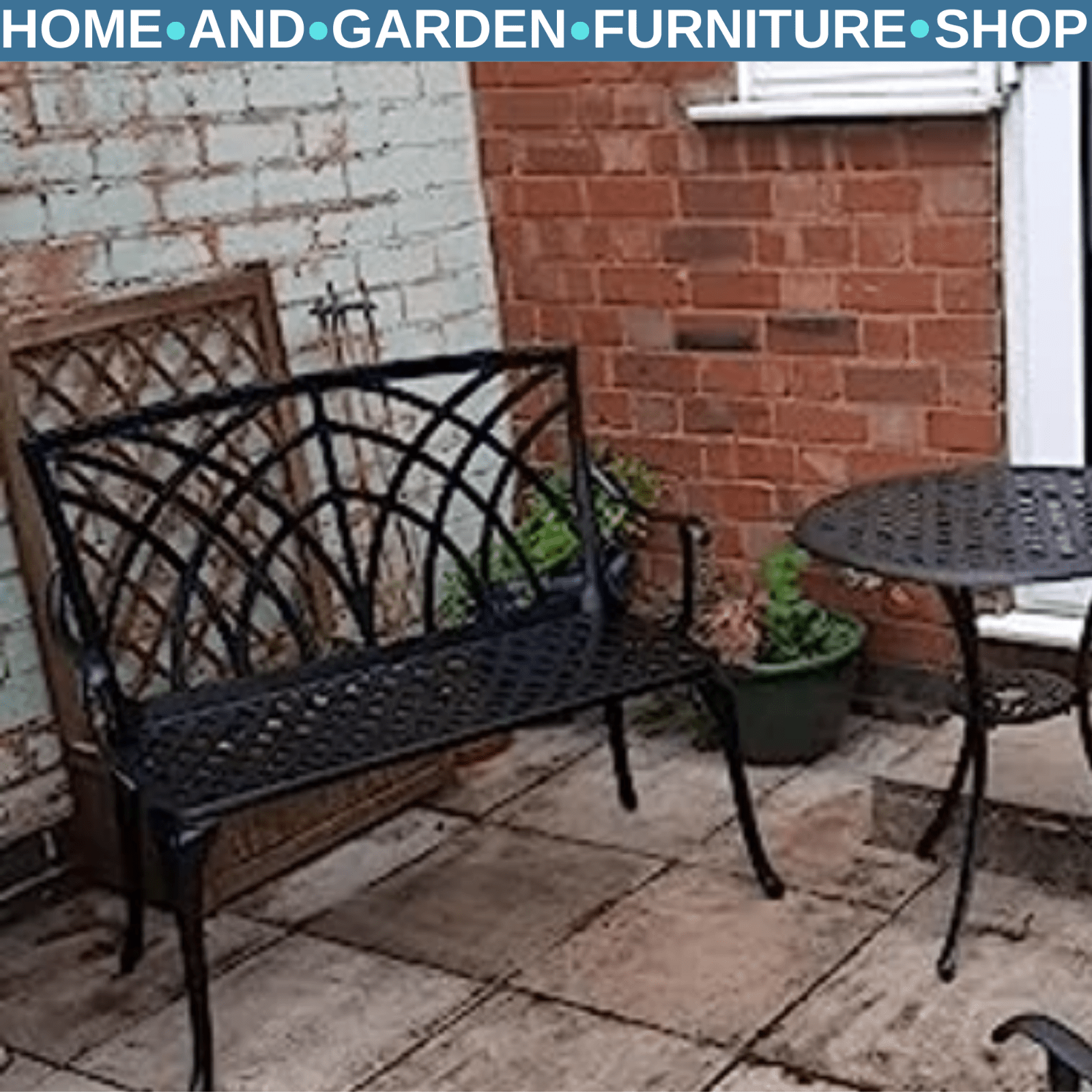 Vintage 2 Seater Cast Aluminium Garden Bench Patio Loveseat Ergonomic Armrest - Home and Garden Furniture Shop - rustic - furniture