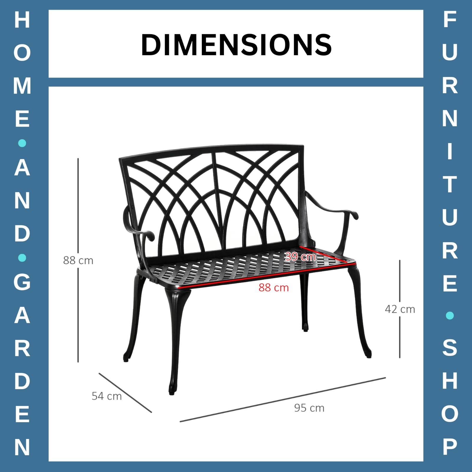 Vintage 2 Seater Cast Aluminium Garden Bench Patio Loveseat Ergonomic Armrest - Home and Garden Furniture Shop - rustic - furniture