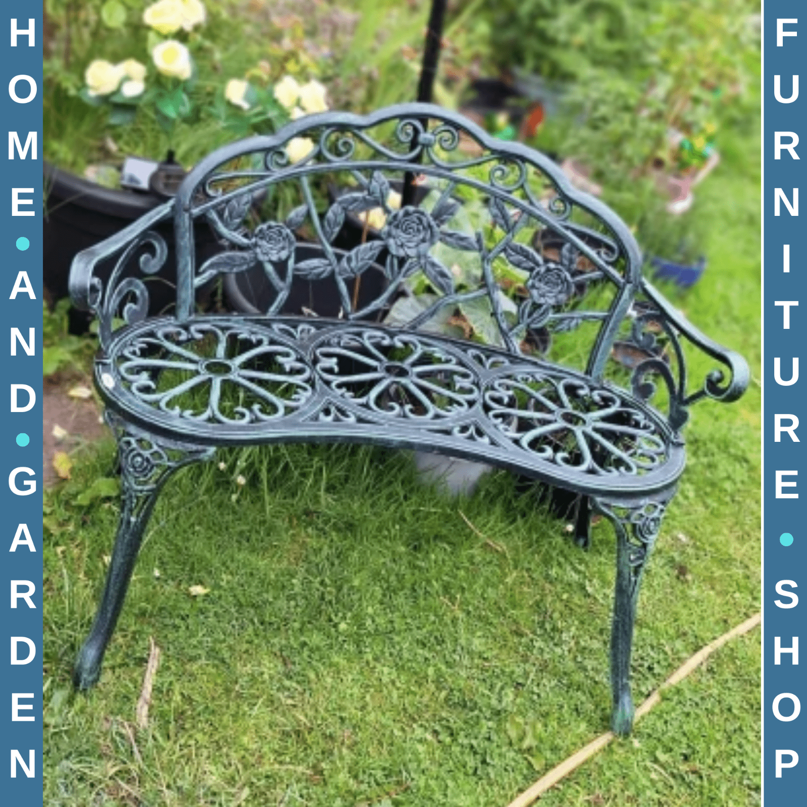 Vintage Garden Bench Porch Park Chair 2 Seater Antique Rose Style Cast Aluminium - Home and Garden Furniture Shop - rustic - furniture