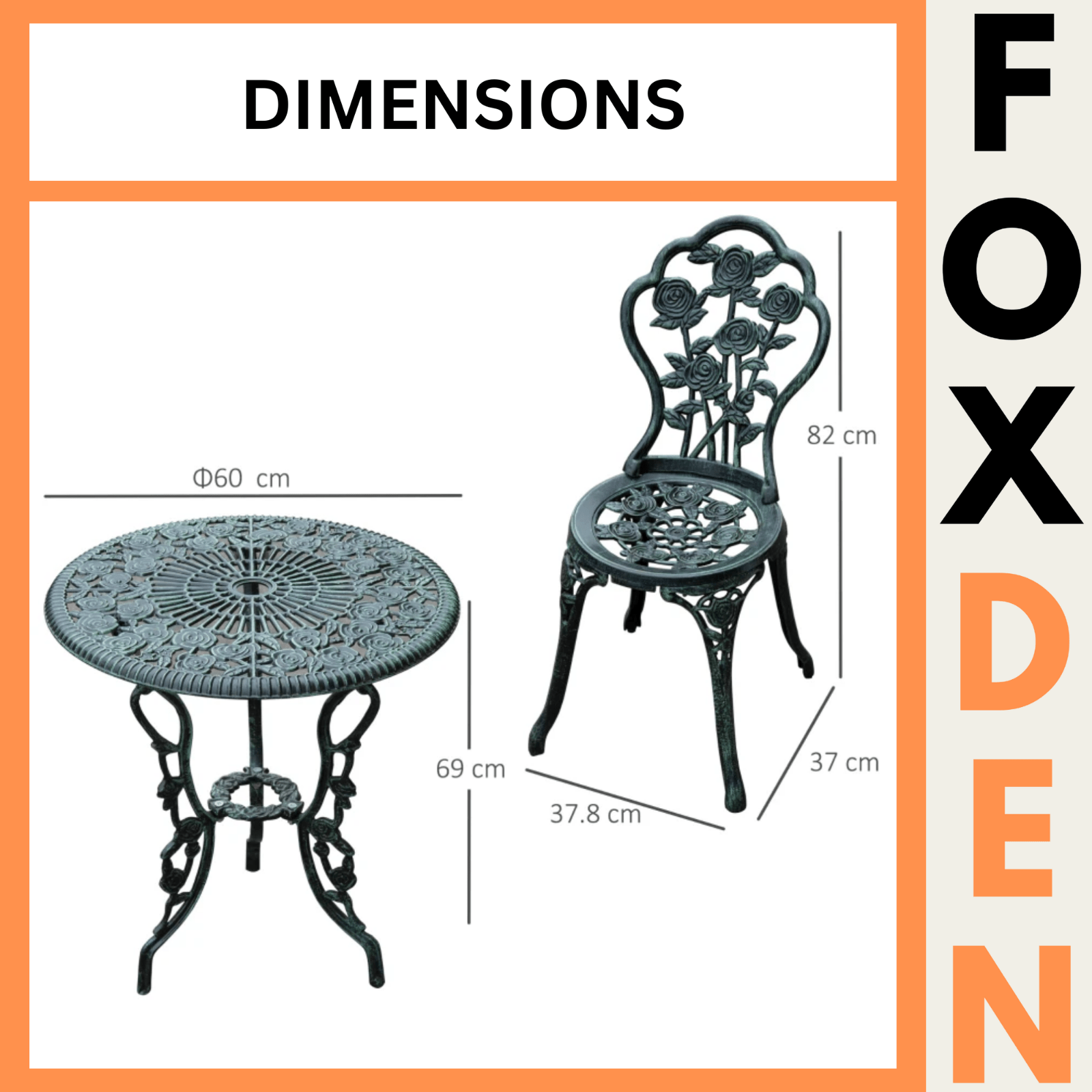 Vintage Garden Bistro Set Cast Aluminium Furniture Outdoor Patio 2 Chairs Table - Home and Garden Furniture Shop - rustic - furniture