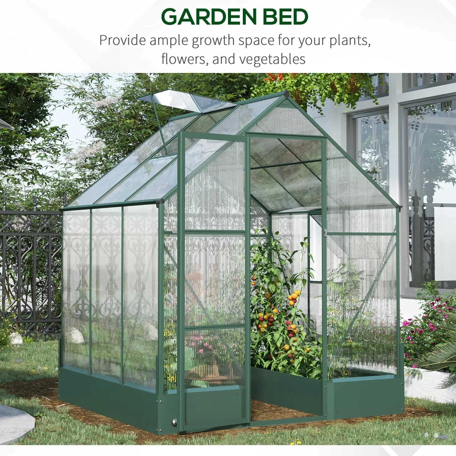 Walk In Greenhouse 6x6 FT with Foundation and Temperature Controlled Window - Home and Garden Furniture Shop - rustic - furniture