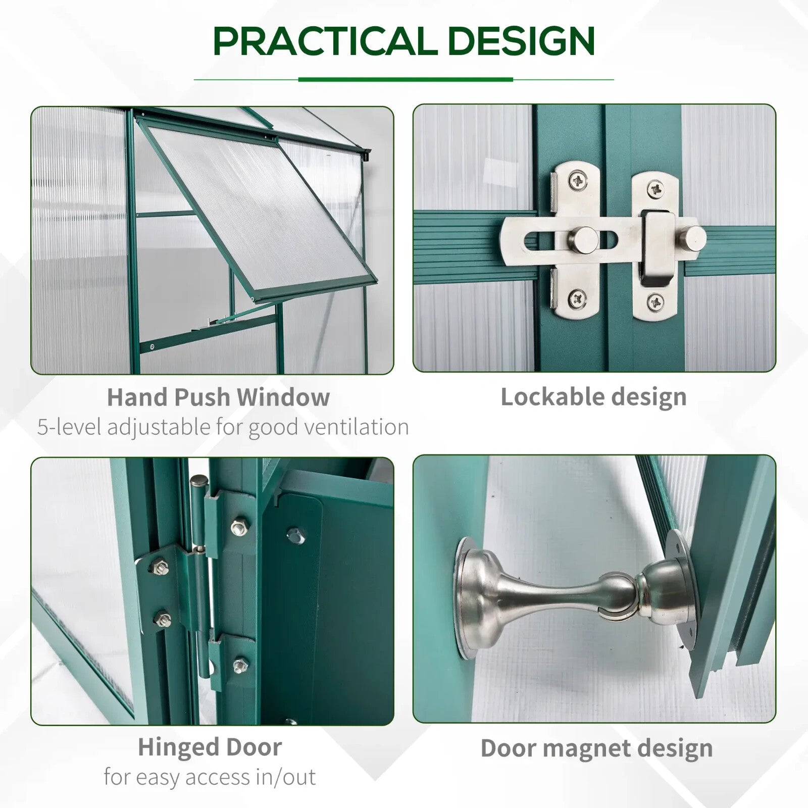 Walk In Greenhouse 6x6 FT with Foundation and Temperature Controlled Window - Home and Garden Furniture Shop - rustic - furniture